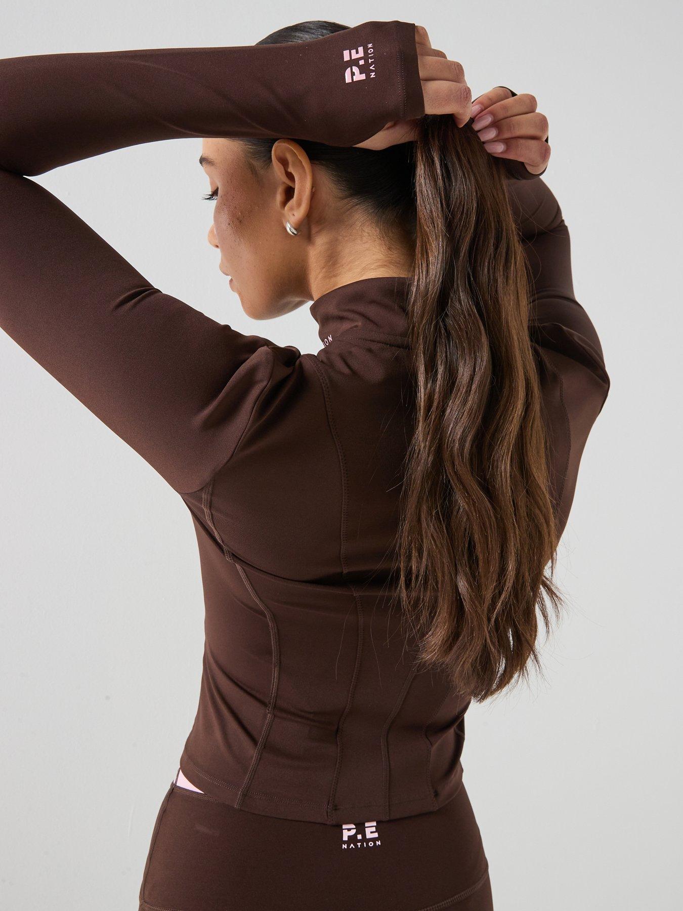 Image 2 of 6 of P.E Nation Womens Training Breakthrough Fitted Jacket - Brown