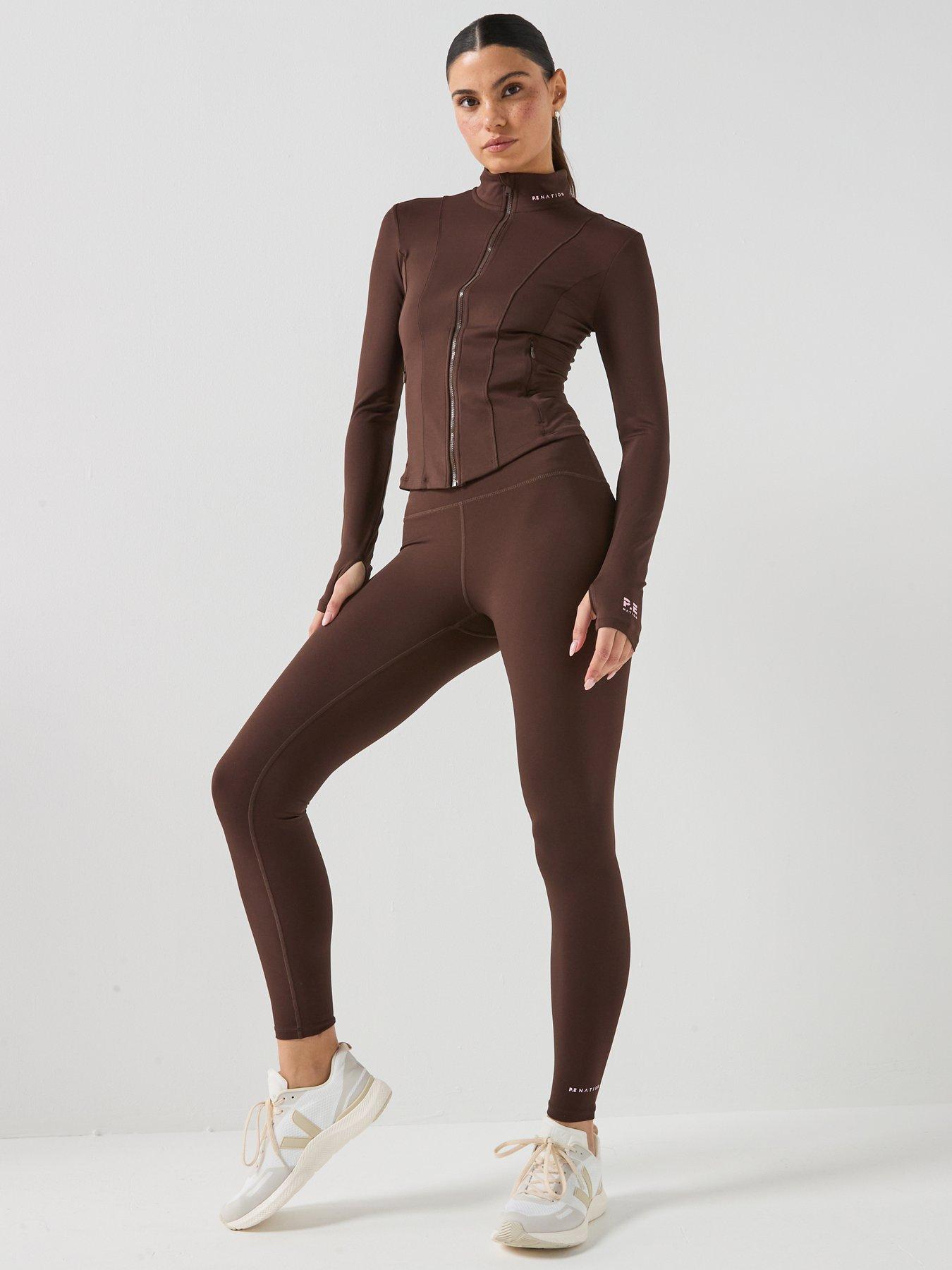 Image 3 of 6 of P.E Nation Womens Training Breakthrough Fitted Jacket - Brown