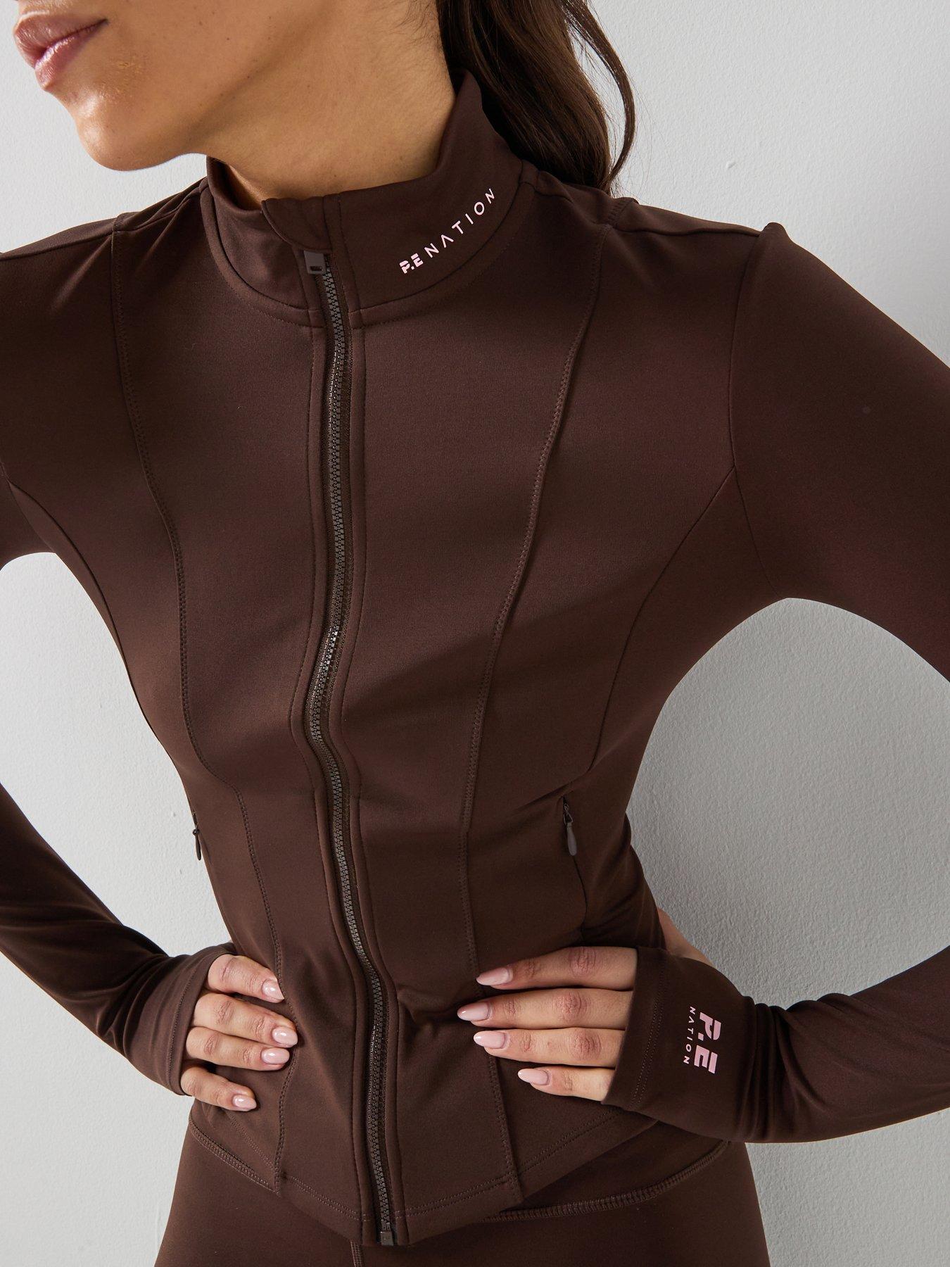 Image 5 of 6 of P.E Nation Womens Training Breakthrough Fitted Jacket - Brown