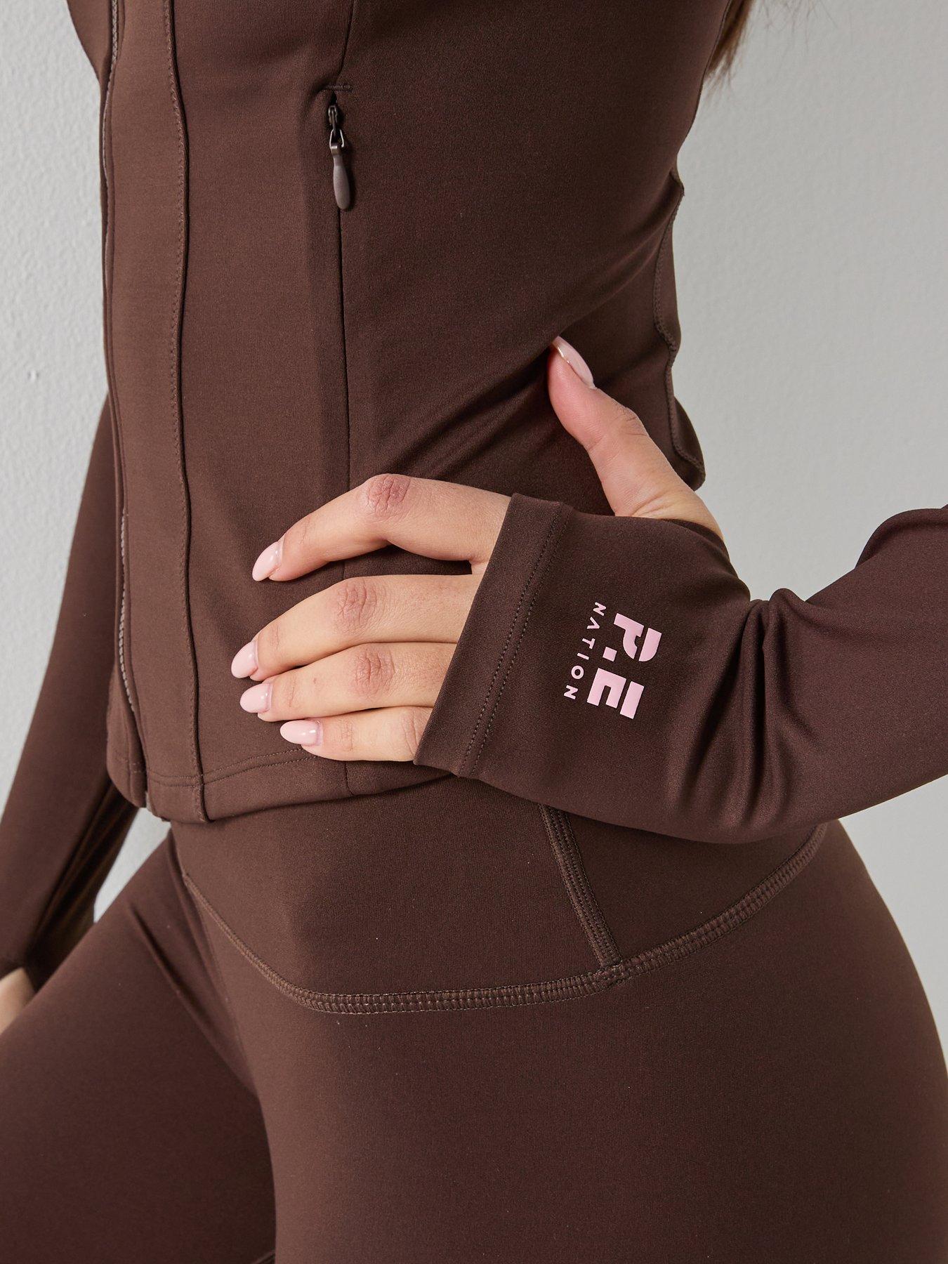 Image 6 of 6 of P.E Nation Womens Training Breakthrough Fitted Jacket - Brown