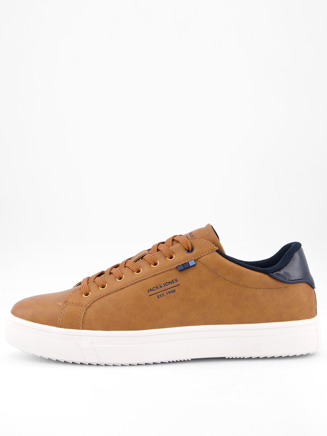 Image 1 of 7 of Jack & Jones Pu Leather Lace Up Sneakers - Brown