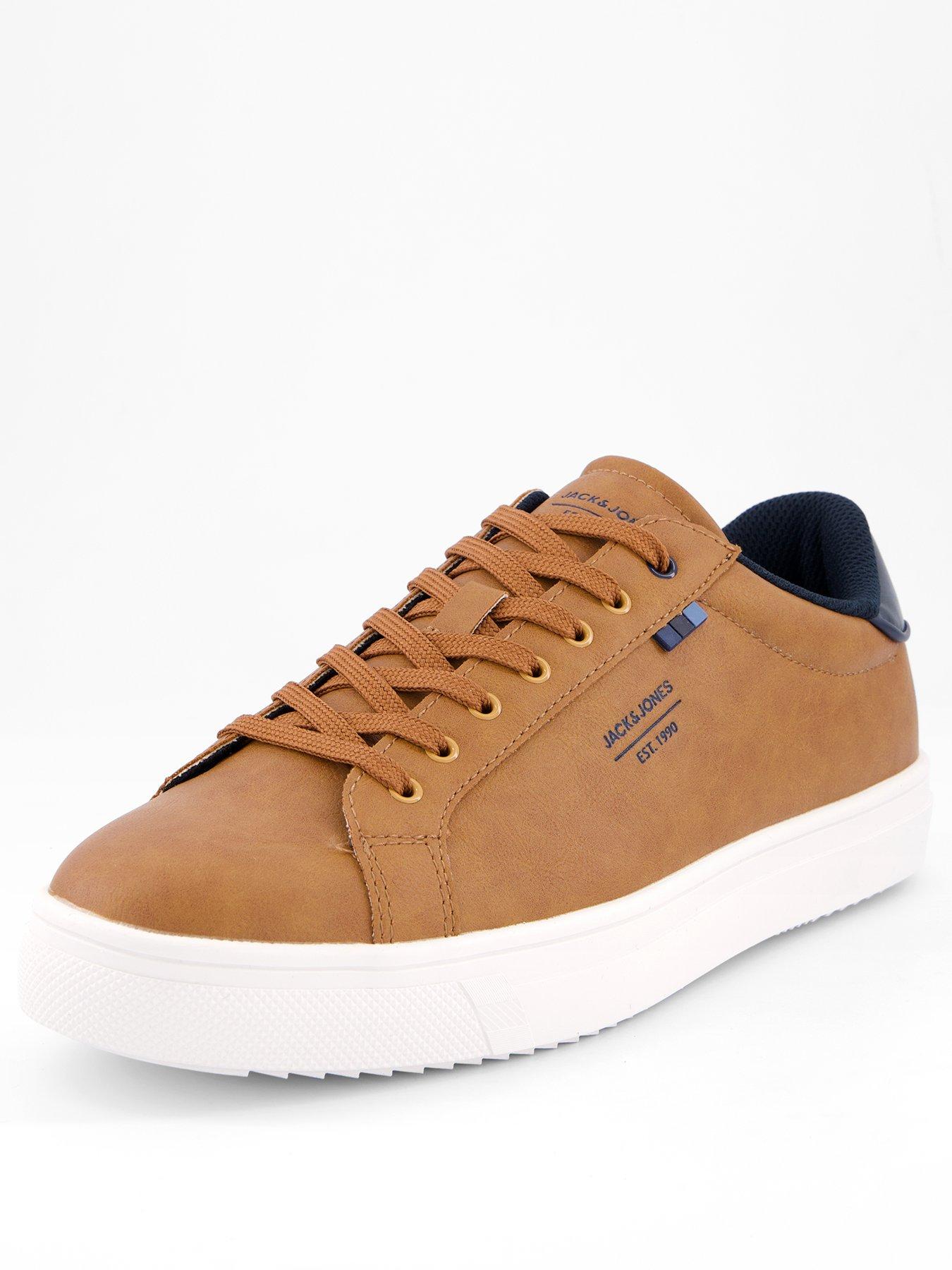 Image 2 of 7 of Jack & Jones Pu Leather Lace Up Sneakers - Brown