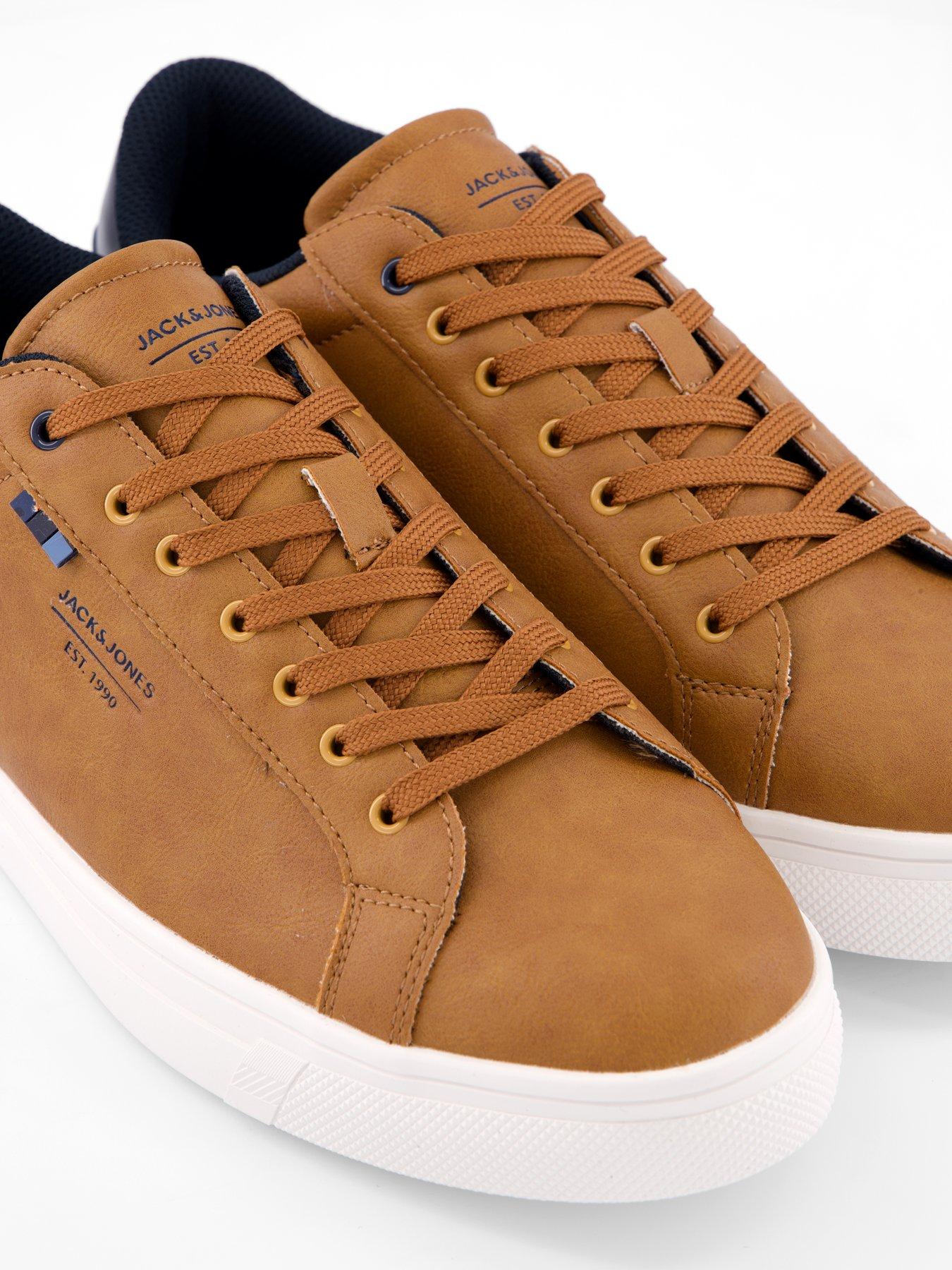 Image 5 of 7 of Jack & Jones Pu Leather Lace Up Sneakers - Brown