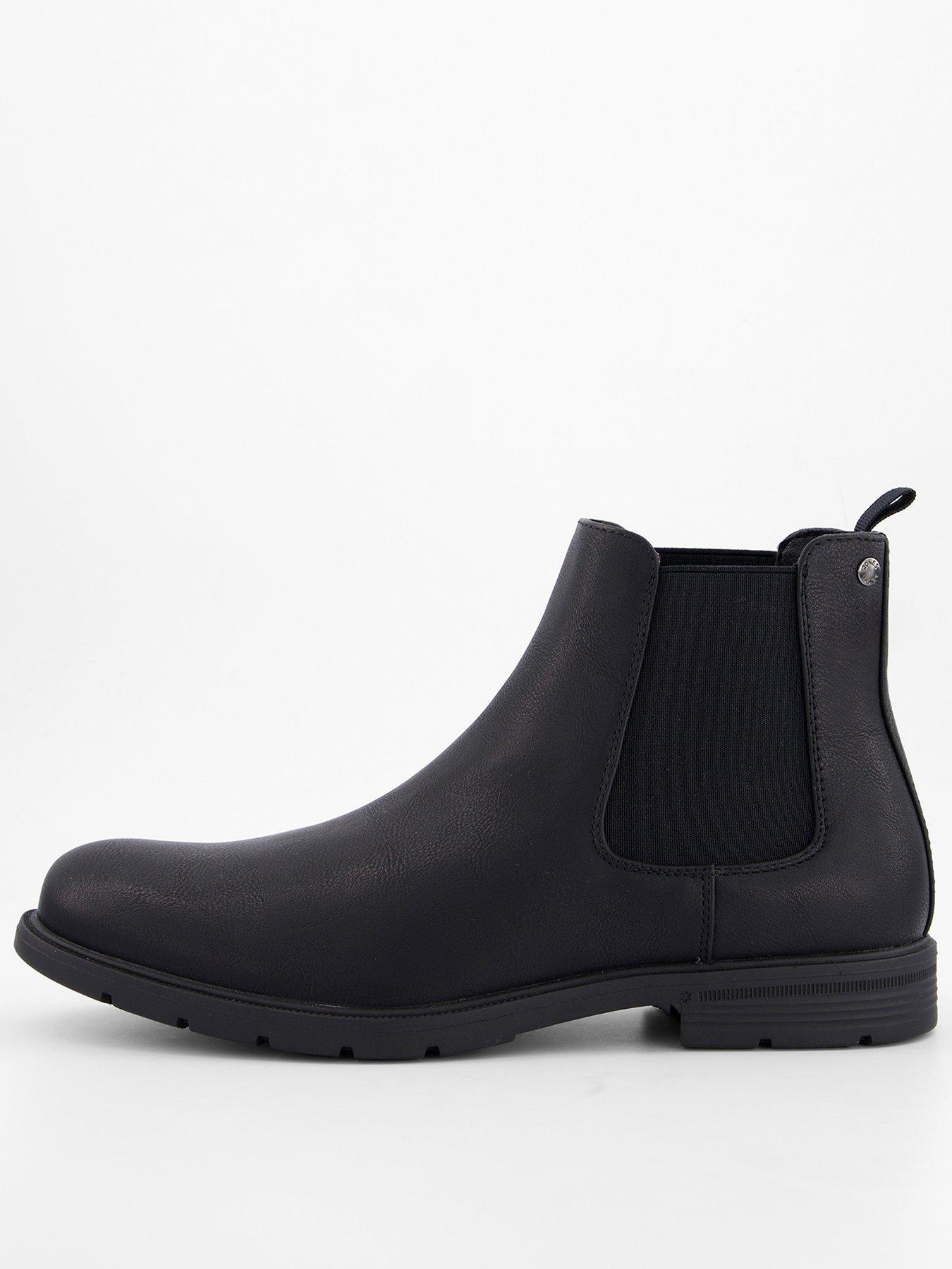 Image 1 of 7 of Jack & Jones Fenchurch Pu Chelsea Boots - Black