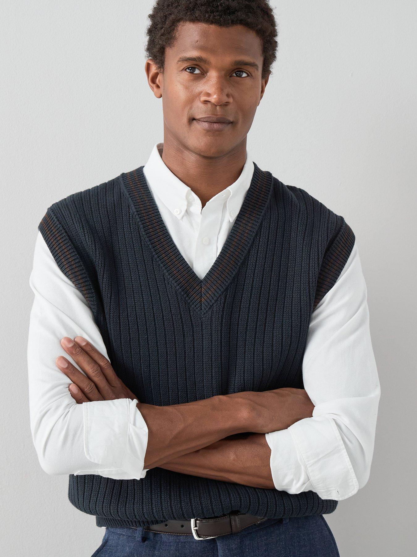 The Very Collection Pure Cotton Knitted Vest - Navy