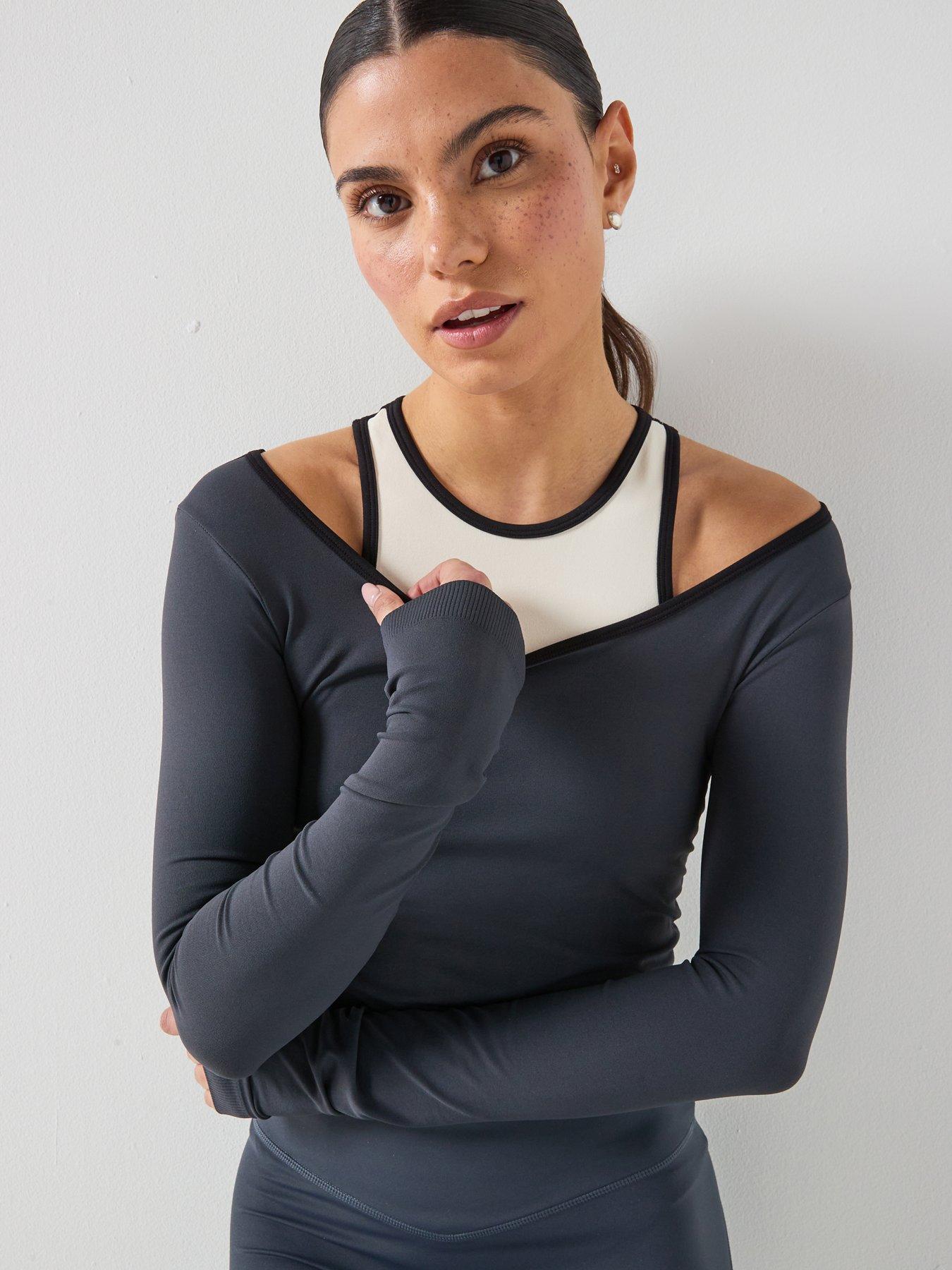 P.E Nation Womens Training Sutton Double Layer Cropped Top - Navy