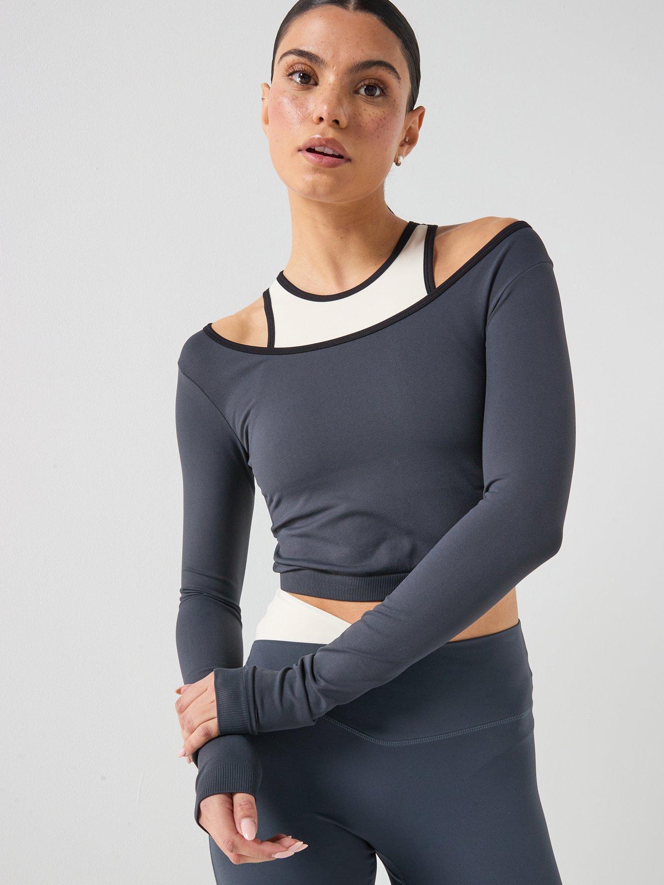  image of pe-nation-womens-training-sutton-double-layer-cropped-top-navy