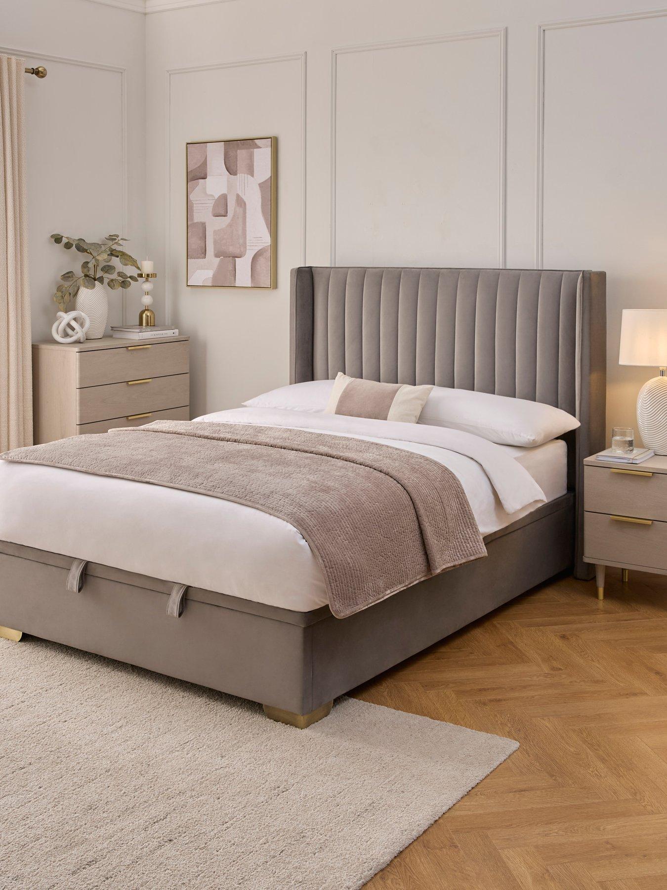 Image 1 of 7 of Very Home Kingston Velvet Lift Up&nbsp;Bed with Mattress options (Buy &amp; SAVE!) - Grey