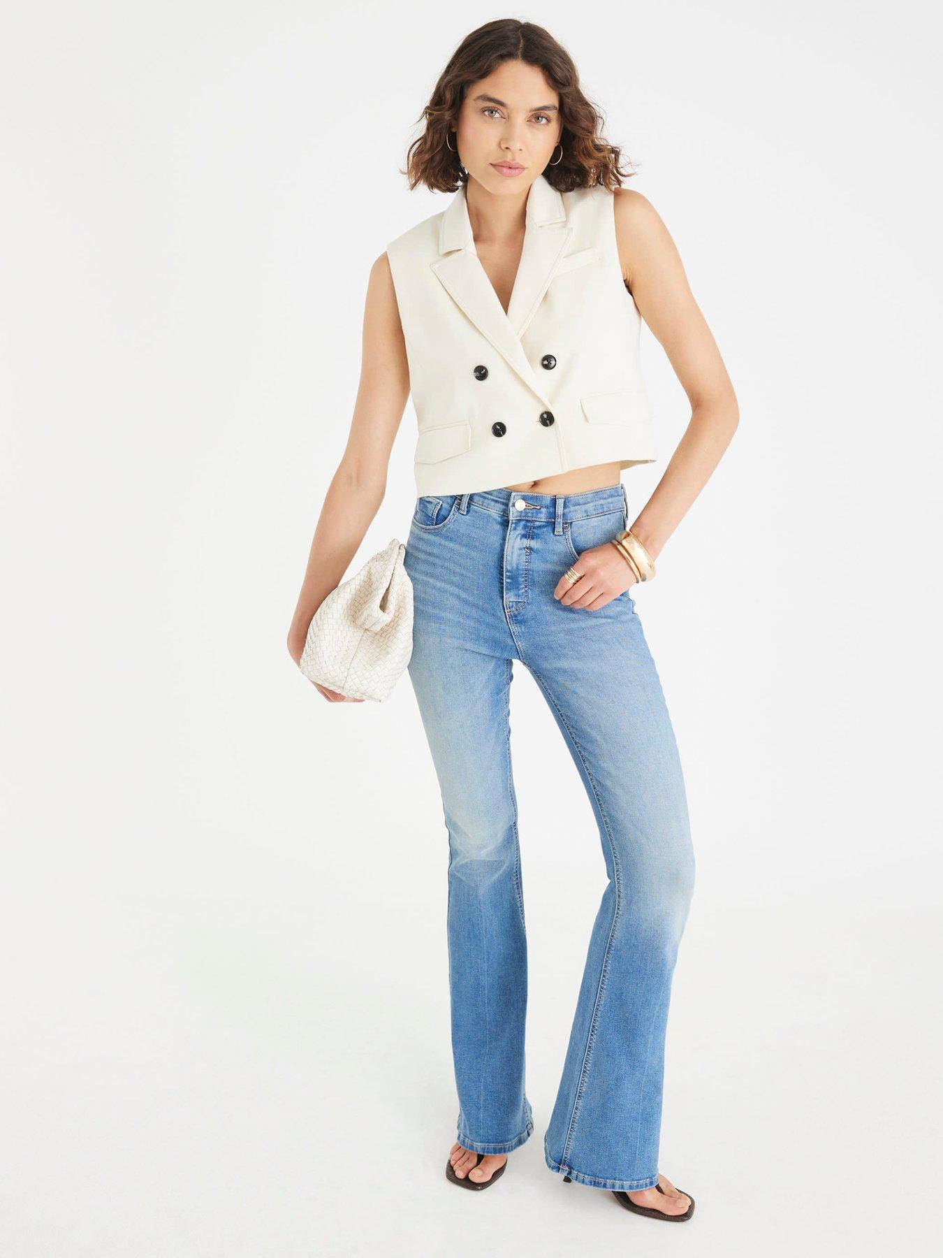 Image 3 of 4 of River Island Sculpt Flare Jeanette Jeans - Blue