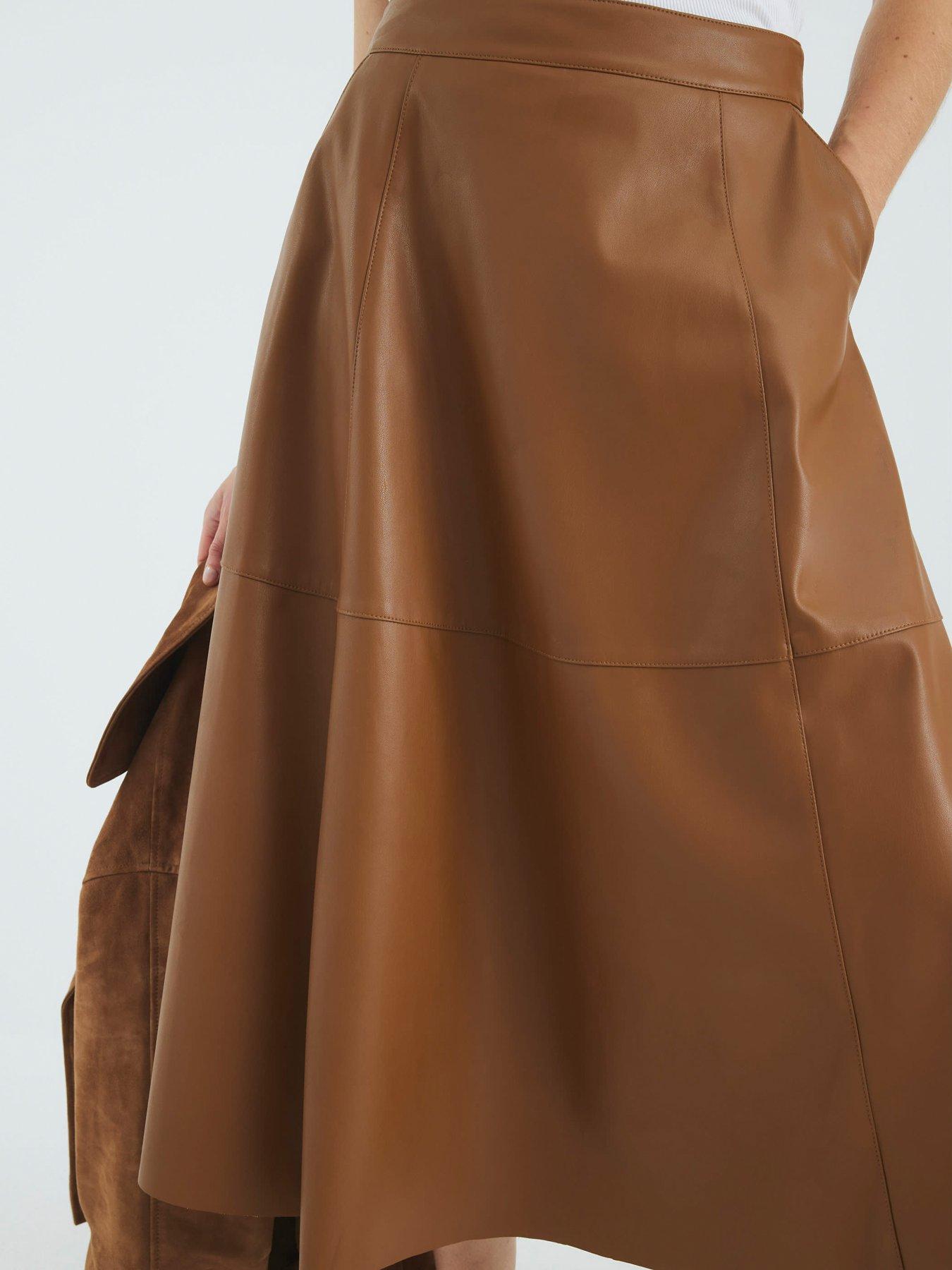Image 4 of 4 of River Island Faux Leather Skirt - Brown