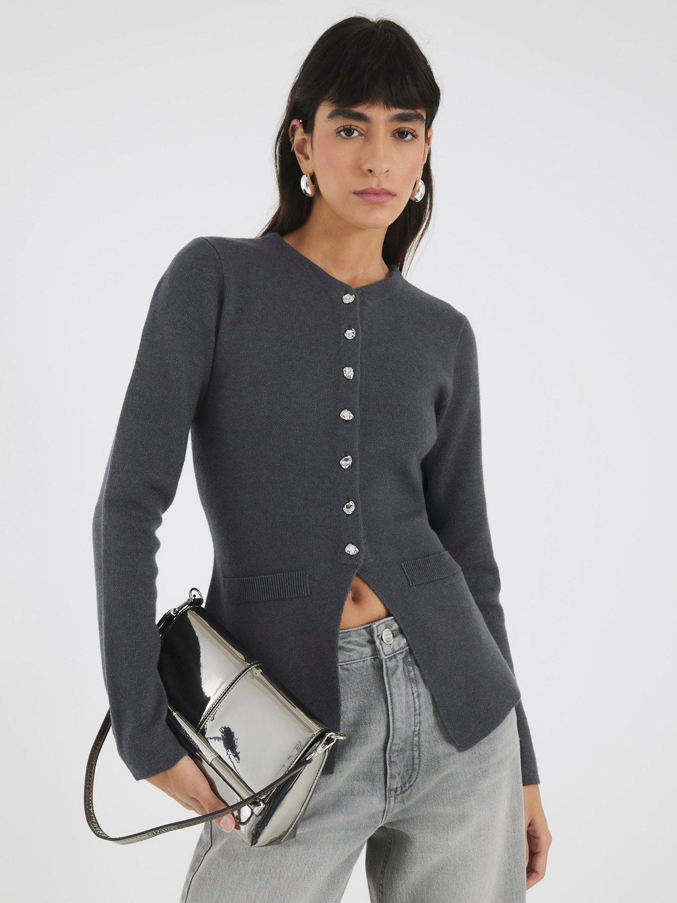 undefined Button Up Top - Grey