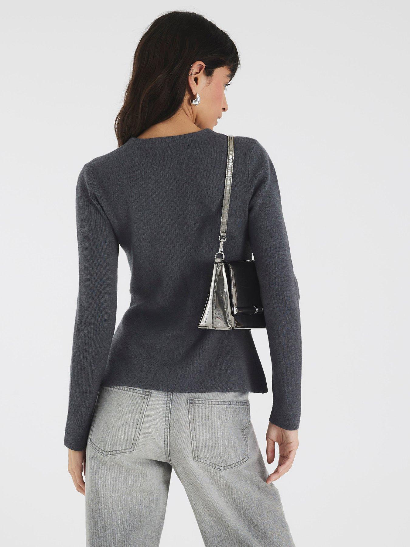 Image 2 of 4 of River Island Button Up Top - Grey