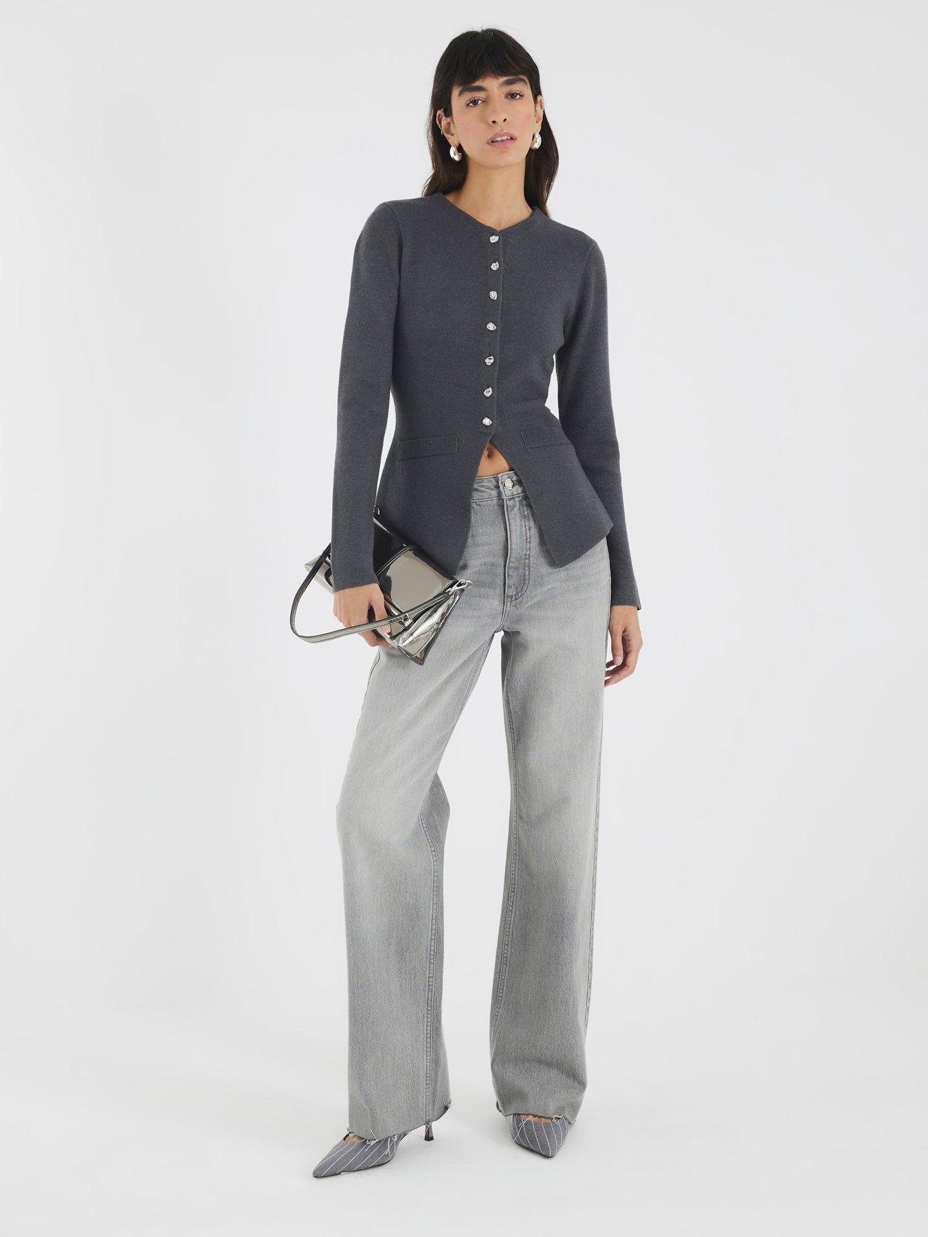 Image 3 of 4 of River Island Button Up Top - Grey
