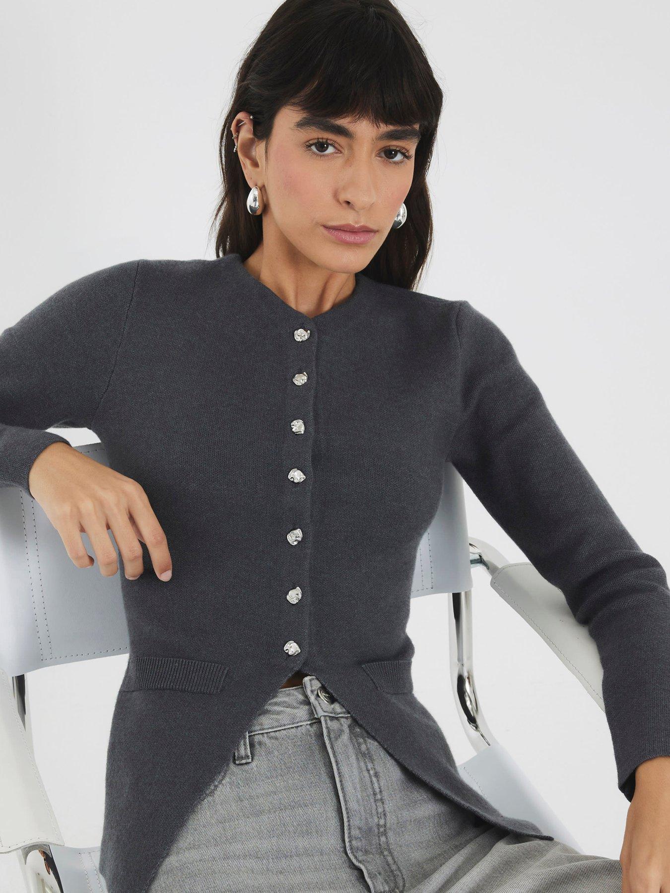 Image 4 of 4 of River Island Button Up Top - Grey