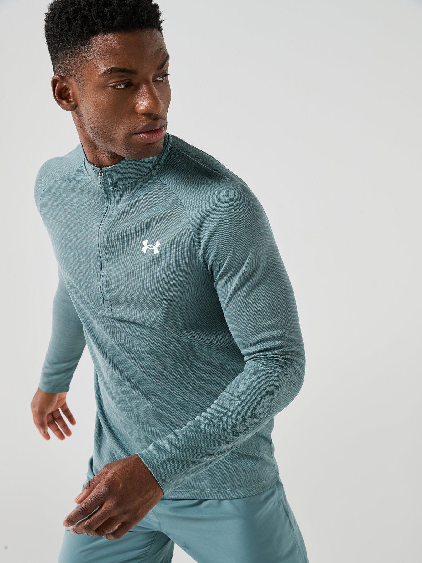 Image 1 of 6 of UNDER ARMOUR Mens Training Tech Textured 1/2 Zip - Green