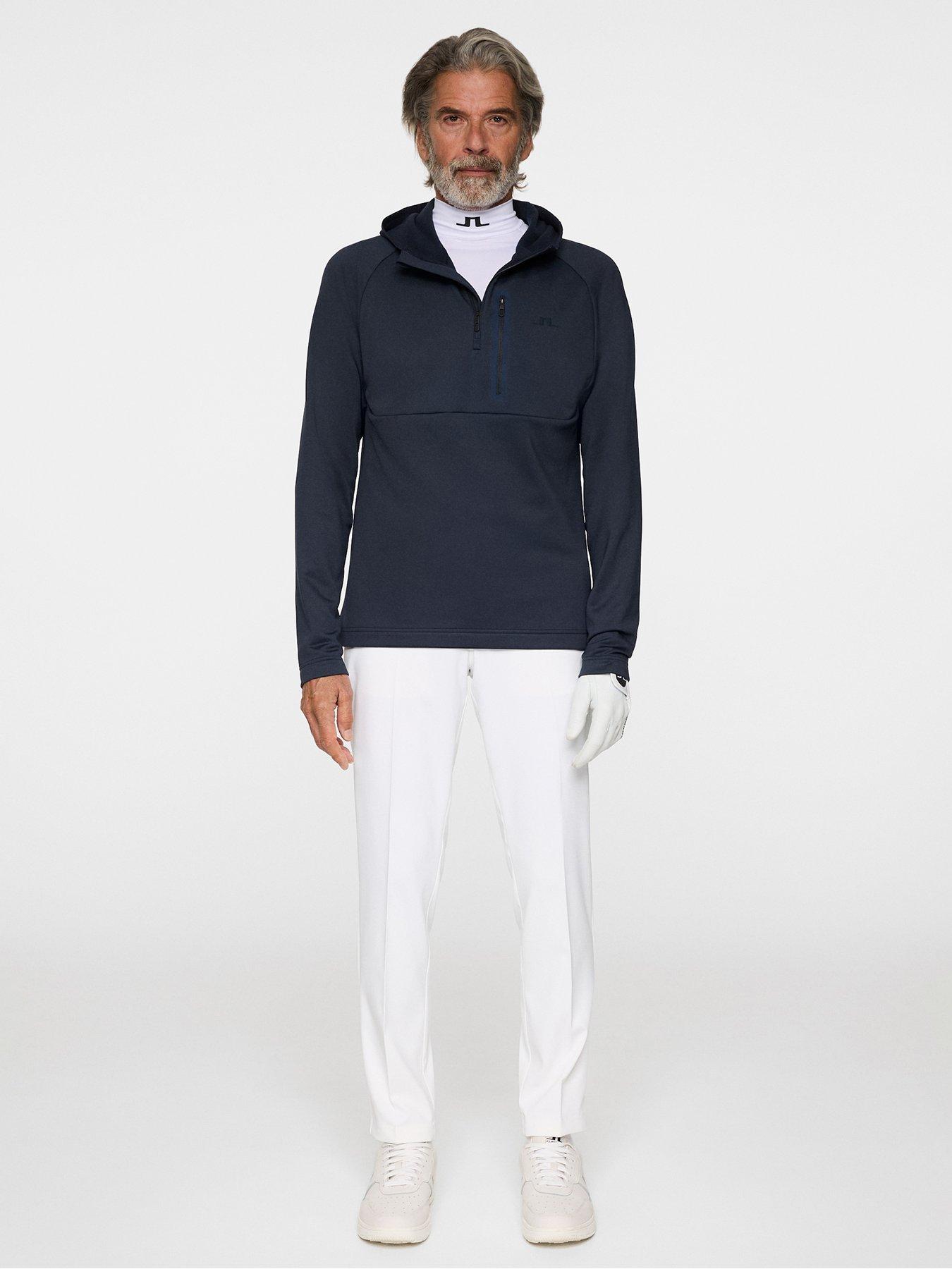 Image 3 of 5 of J LINDEBERG Mens Golf Adam Quarter Zip Hood - Navy
