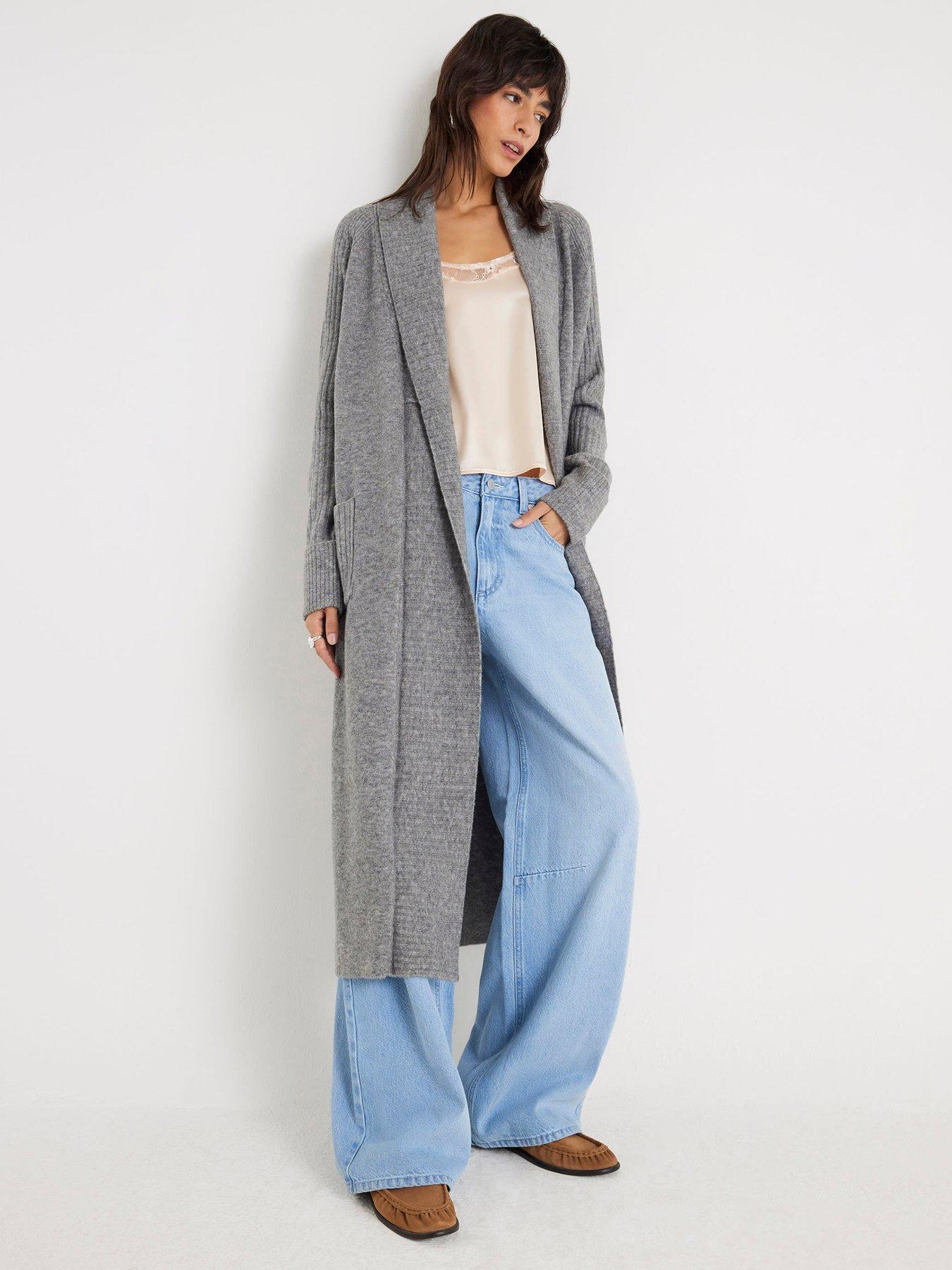 undefined Shawl Maxi Cardigan - Grey