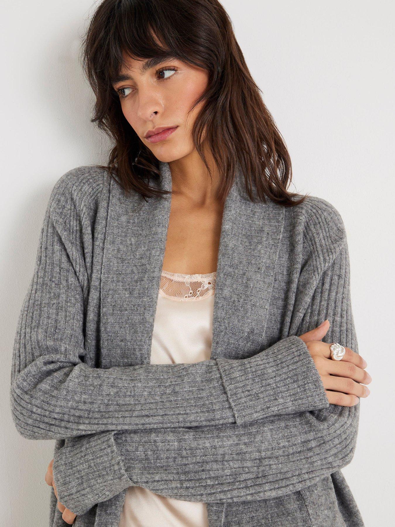 Image 4 of 4 of River Island Shawl Maxi Cardigan - Grey
