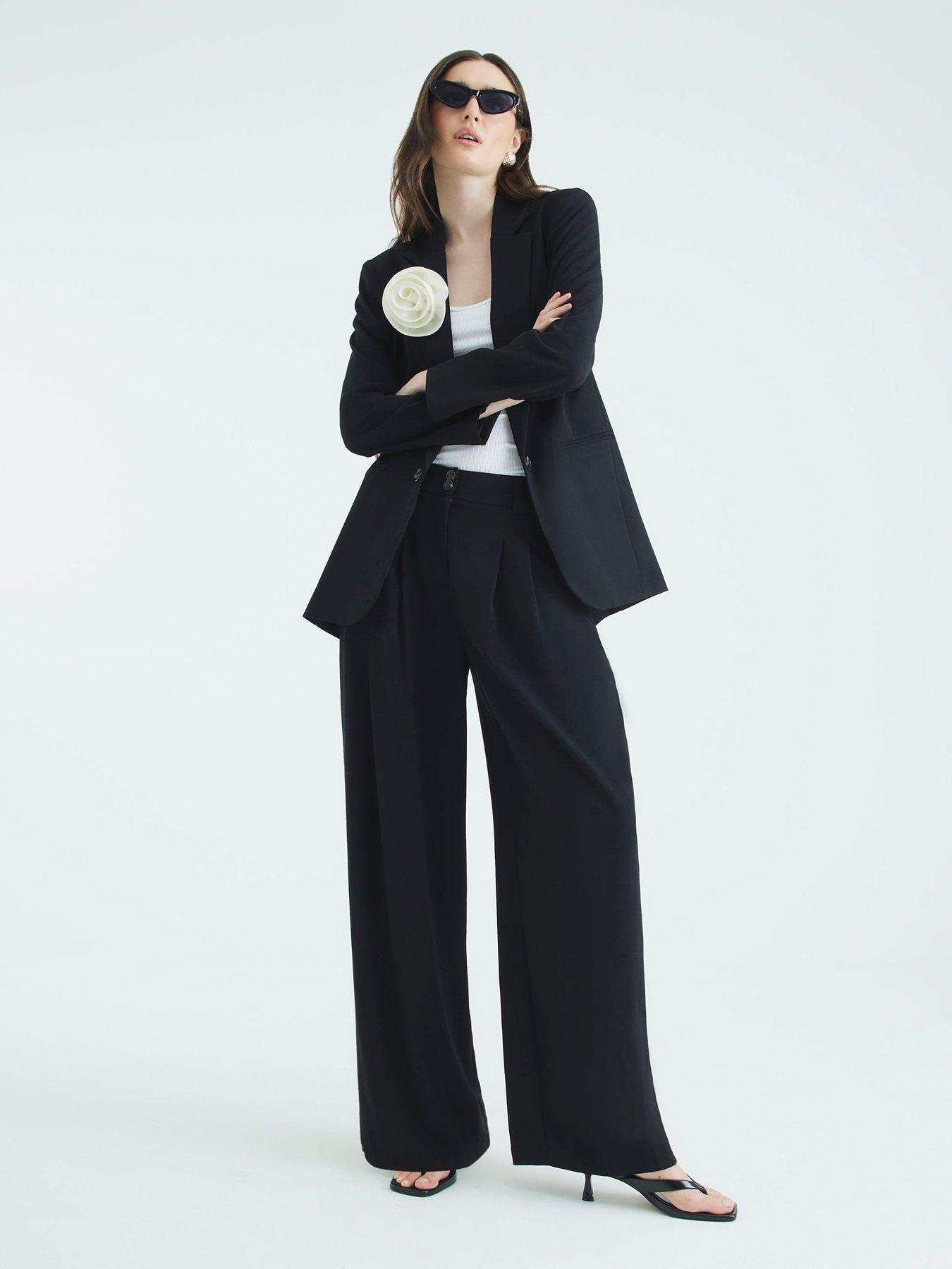 Image 3 of 4 of River Island Easy Wide Trouser - Black