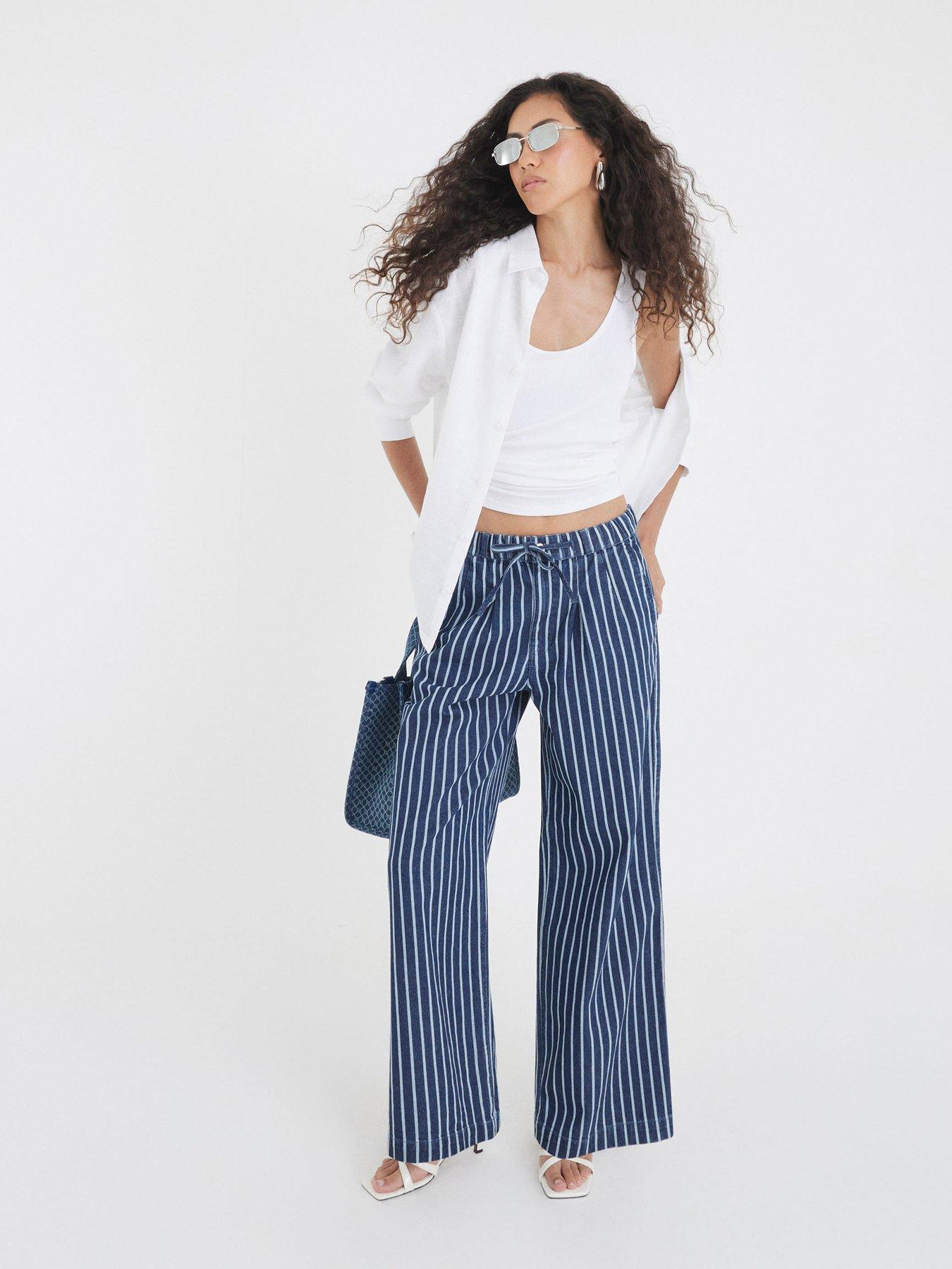 undefined Wide Leg Pyjama Jeans - Blue