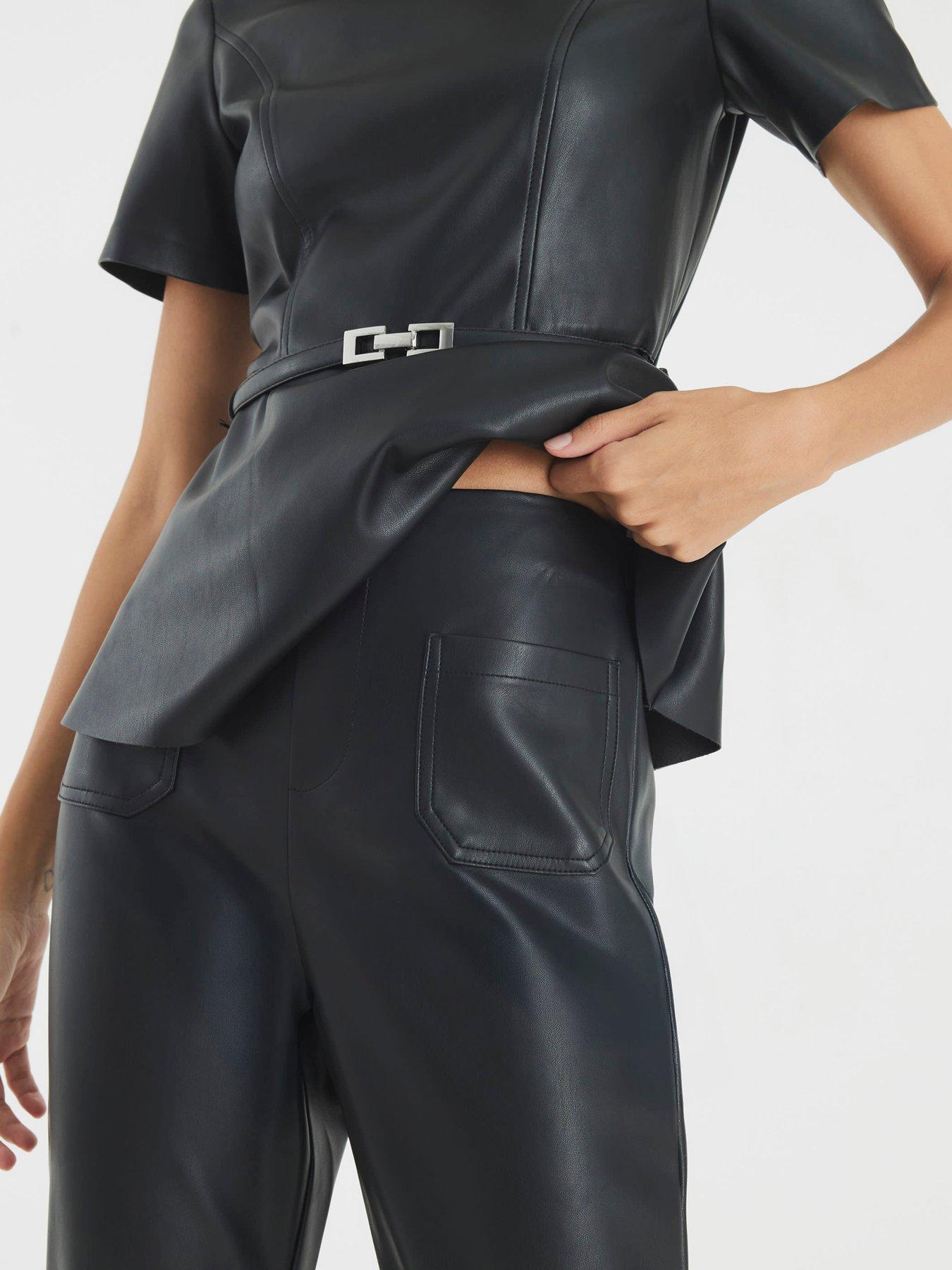 Image 4 of 4 of River Island Patch Pocket Fitted Bootcut Trousers - Black