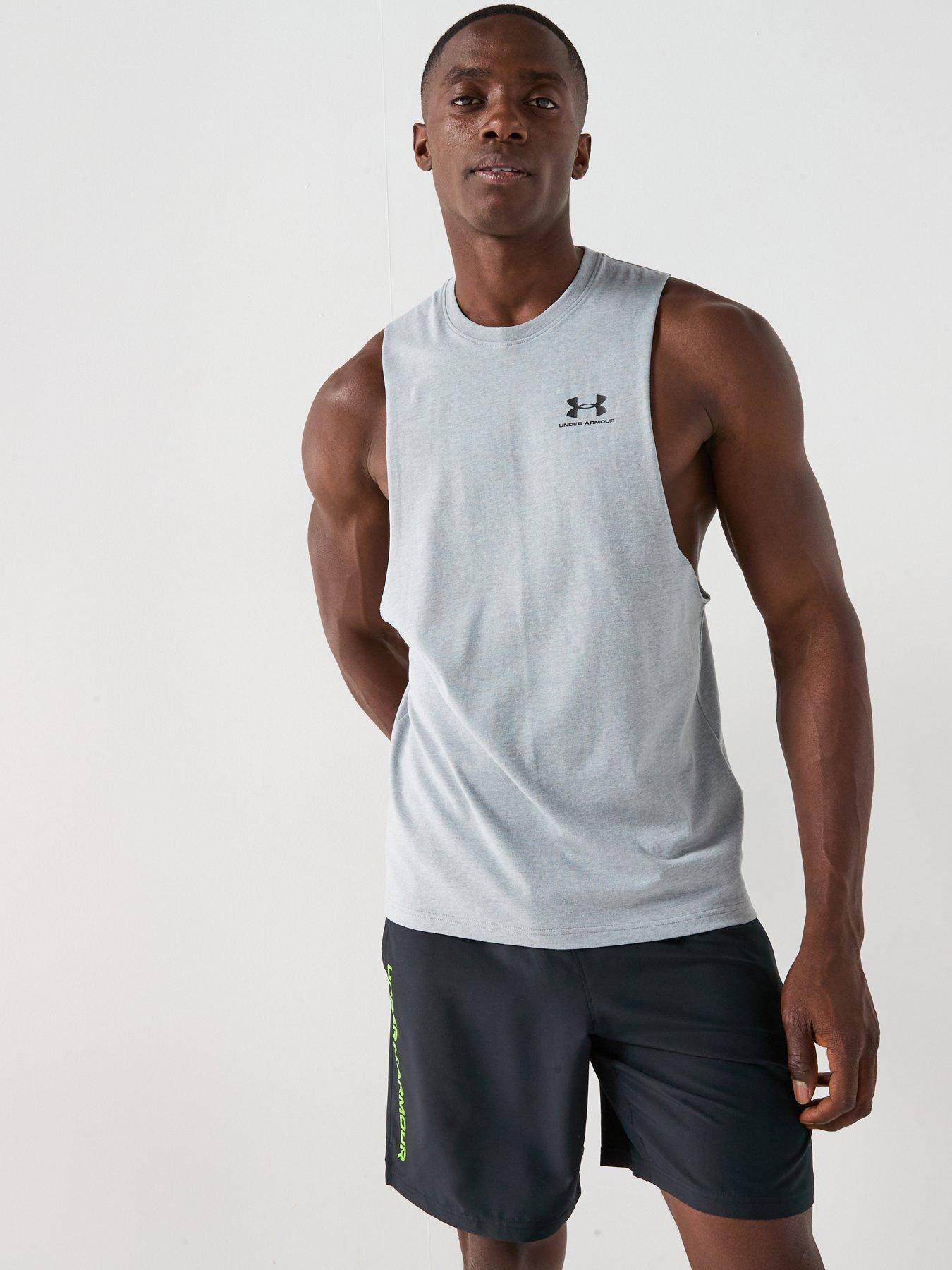 undefined Mens Training Left Chest Logo Tank - Grey