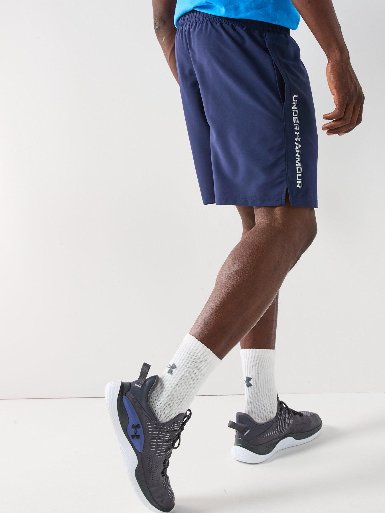 Image 2 of 5 of UNDER ARMOUR Mens Training Tech Woven Wordmark Shorts - Navy