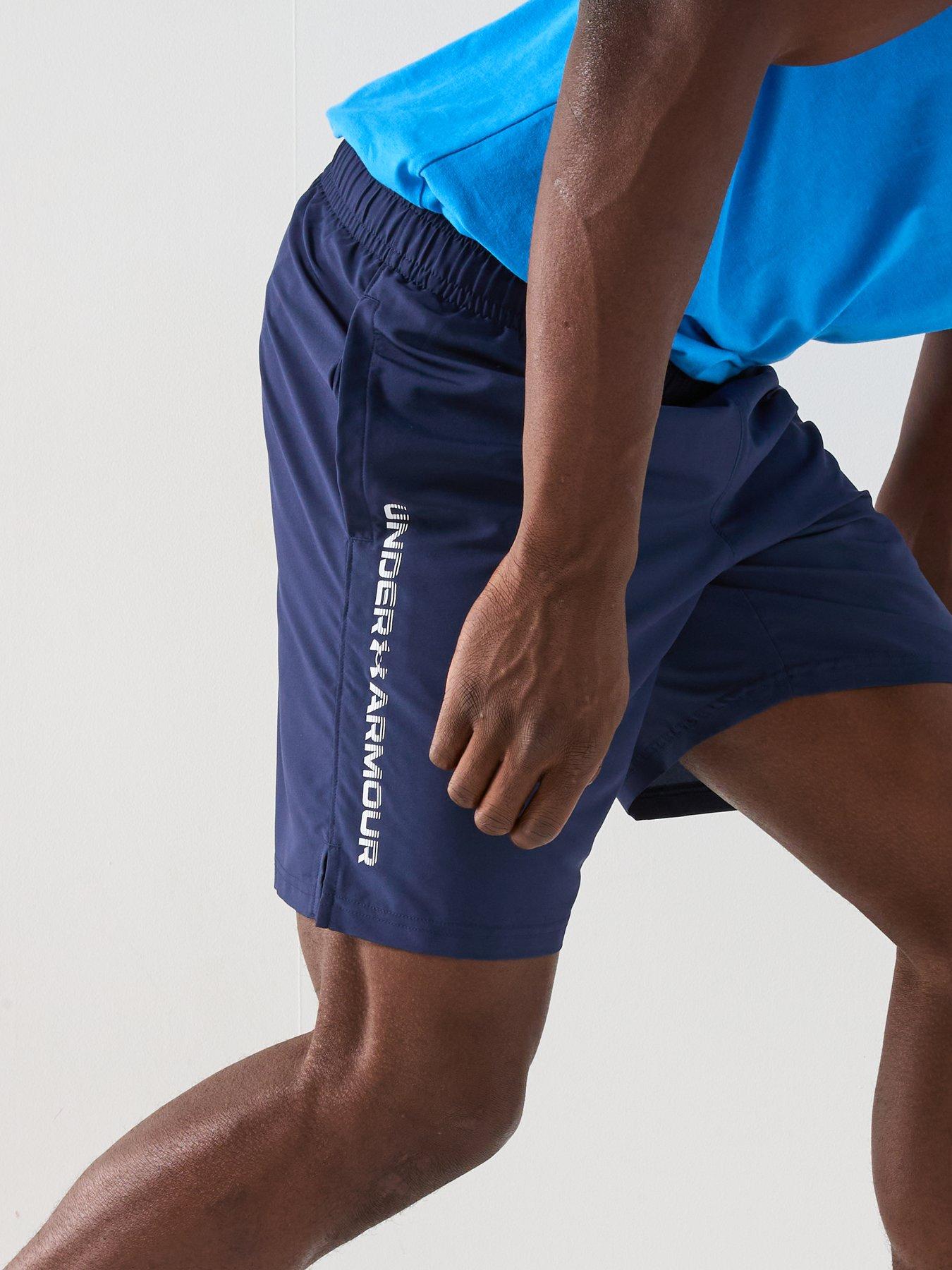 Image 4 of 5 of UNDER ARMOUR Mens Training Tech Woven Wordmark Shorts - Navy