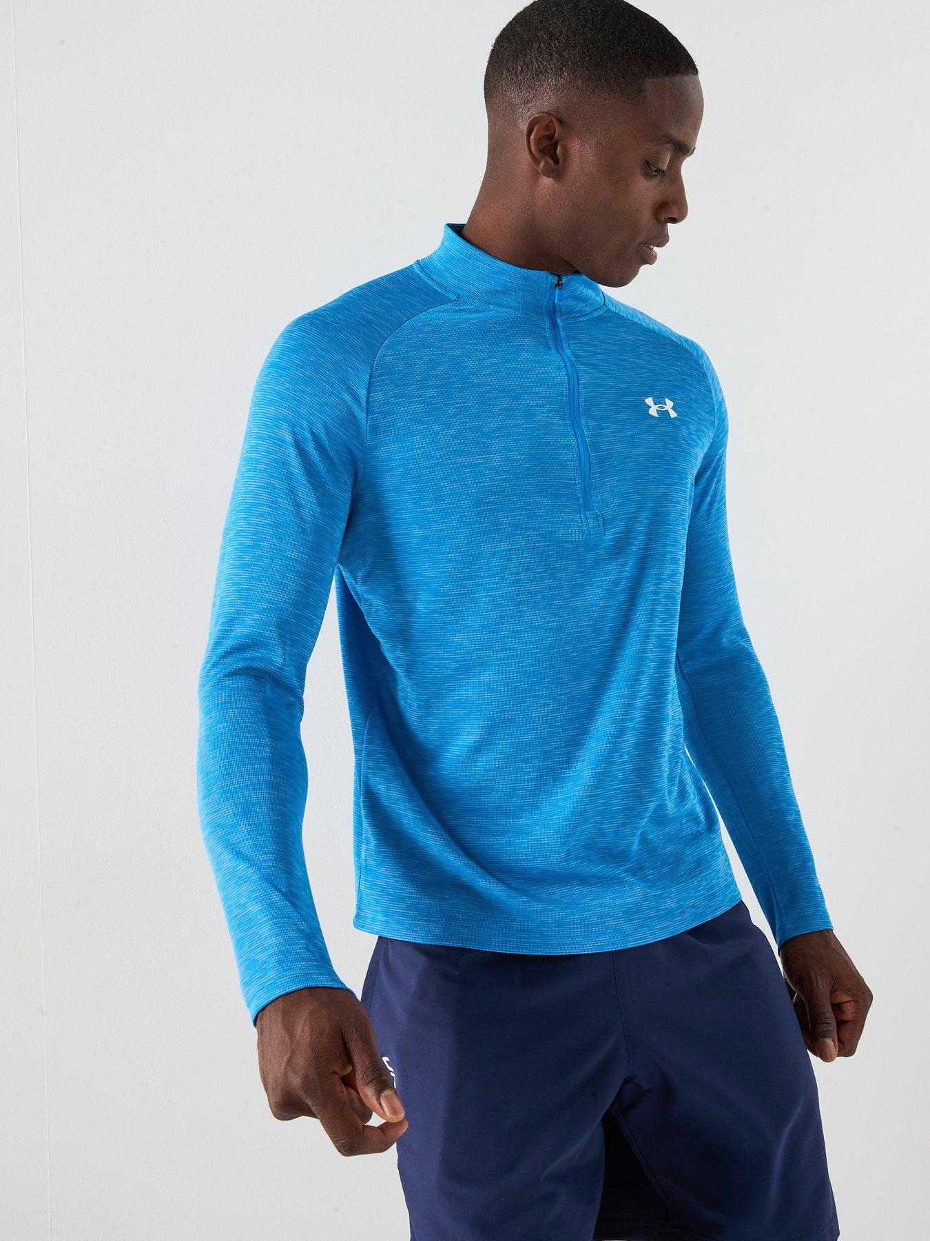 Image 1 of 6 of UNDER ARMOUR Mens Training Tech Textured 1/2 Zip Top - /White - Blue