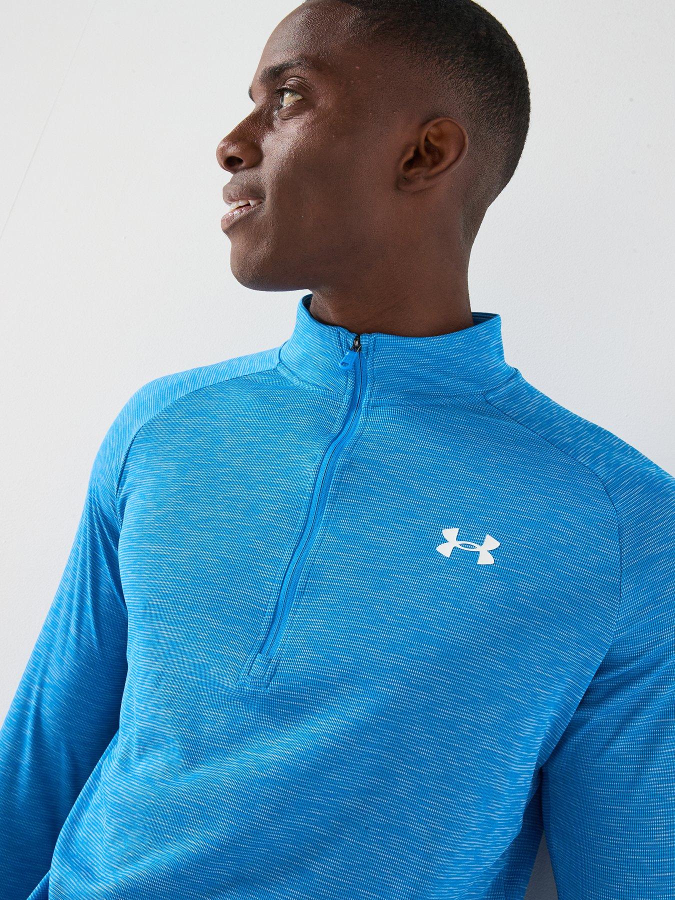 Image 4 of 6 of UNDER ARMOUR Mens Training Tech Textured 1/2 Zip Top - /White - Blue