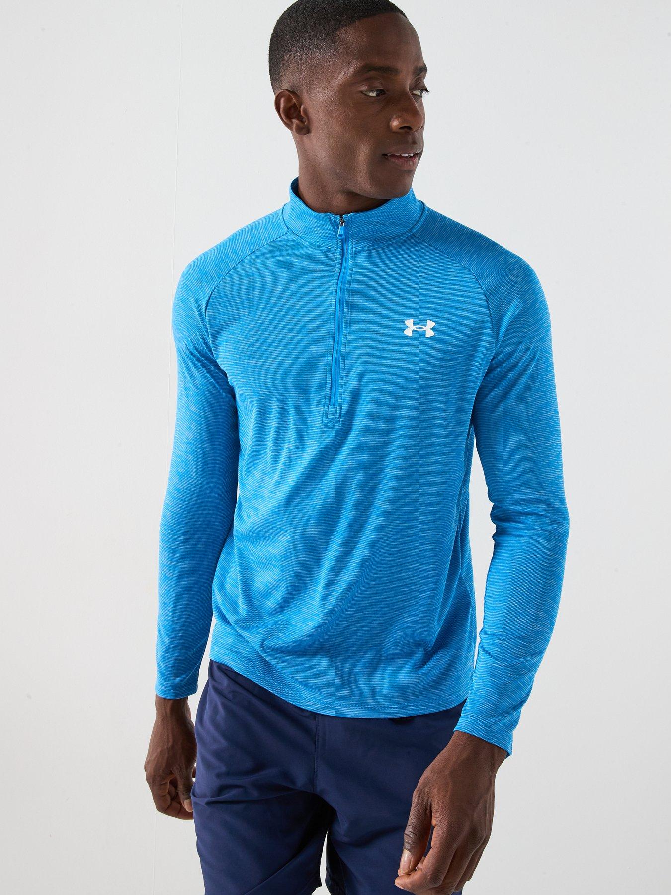 Image 5 of 6 of UNDER ARMOUR Mens Training Tech Textured 1/2 Zip Top - /White - Blue