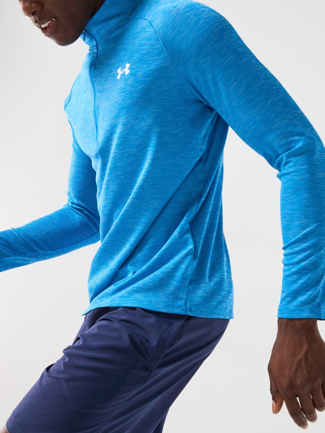 Image 6 of 6 of UNDER ARMOUR Mens Training Tech Textured 1/2 Zip Top - /White - Blue