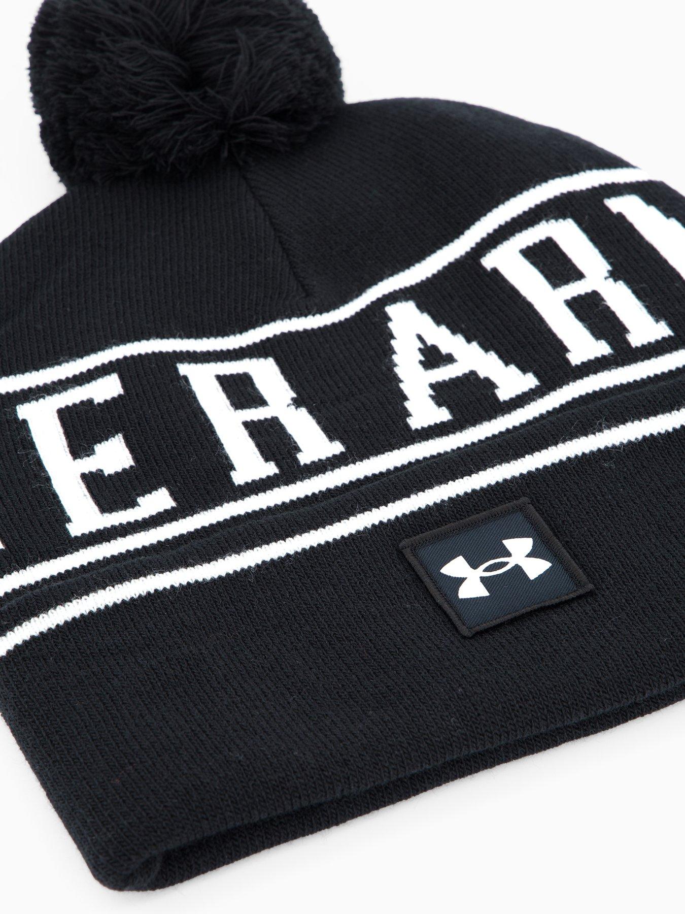  image of under-armour-mens-training-halftime-pom-beanie-hat-black