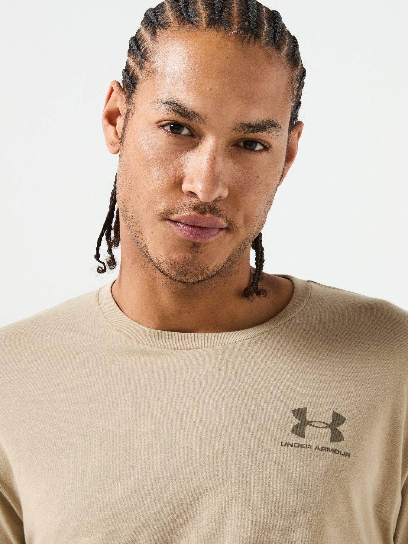  image of under-armour-mens-training-sportstyle-left-chest-logo-t-shirt-khaki