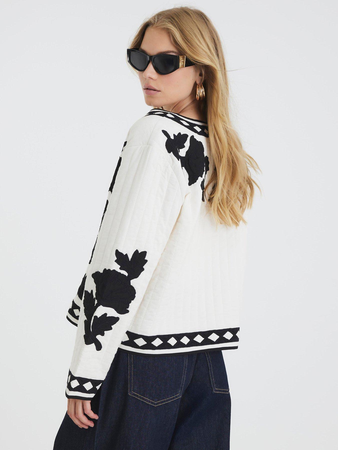  image of river-island-long-sleeve-mono-housecoat-cream