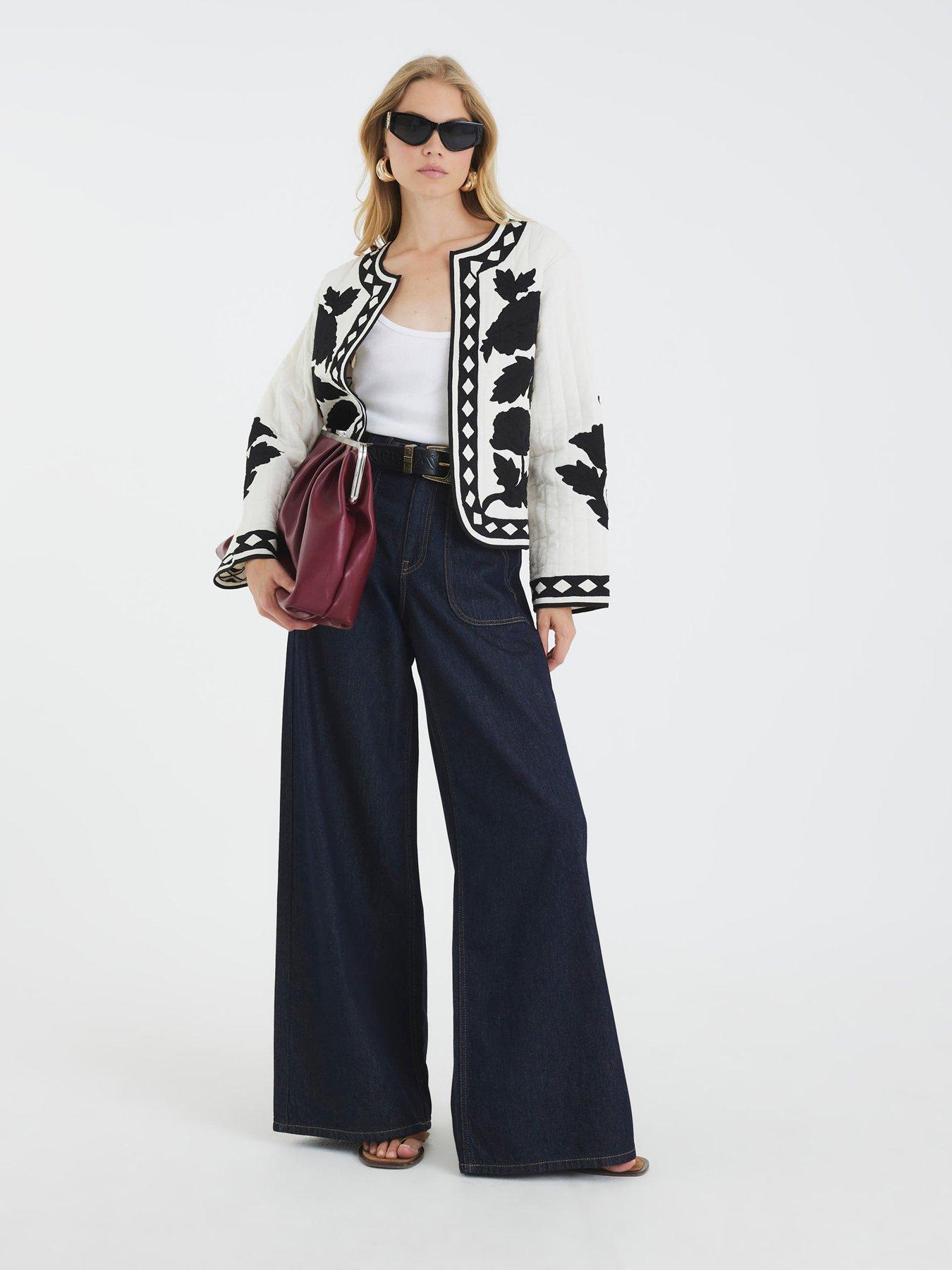  image of river-island-long-sleeve-mono-housecoat-cream