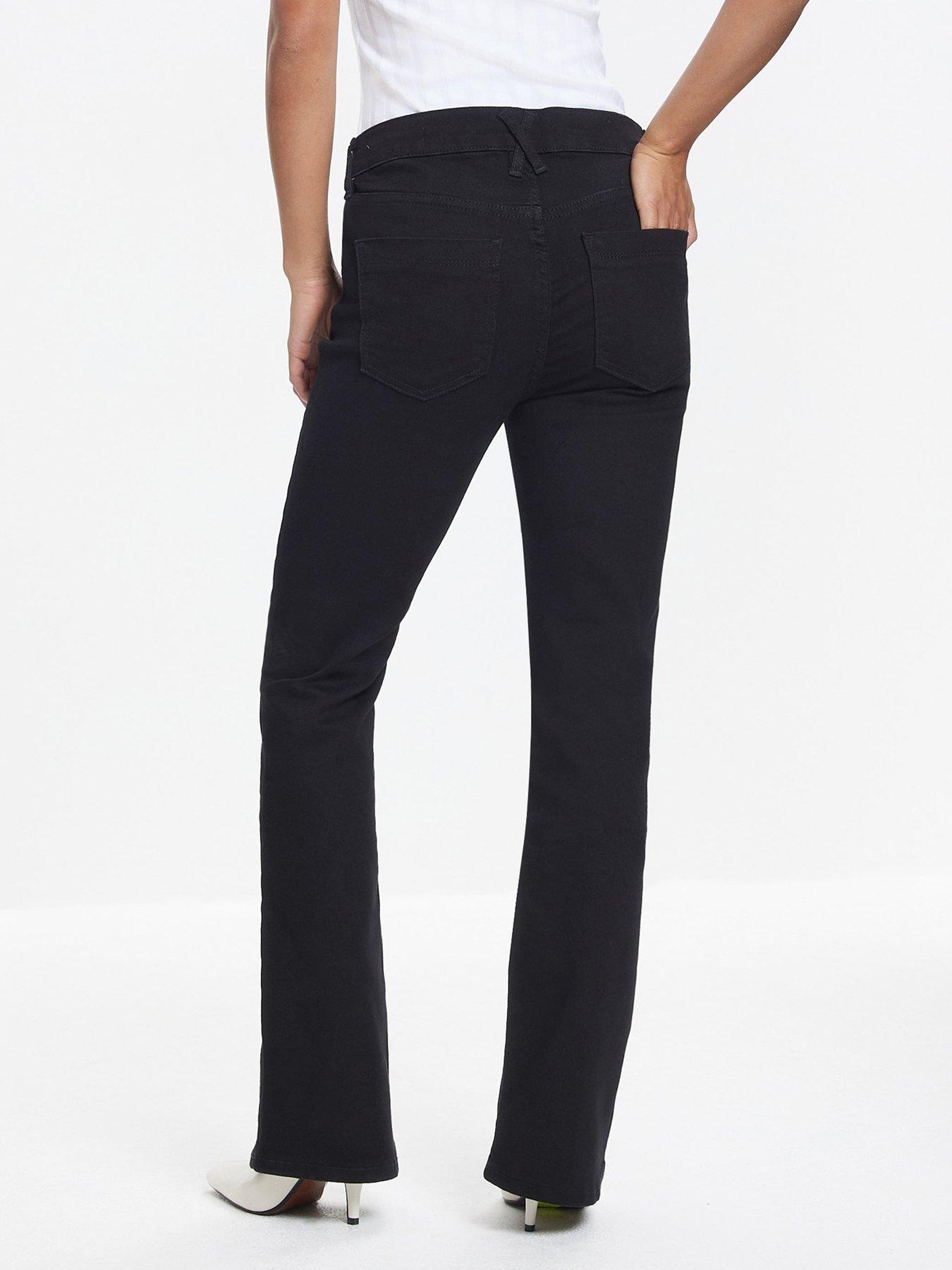 Image 2 of 4 of River Island Petite Mid Rise Bootcut Bailey Jeans - Black