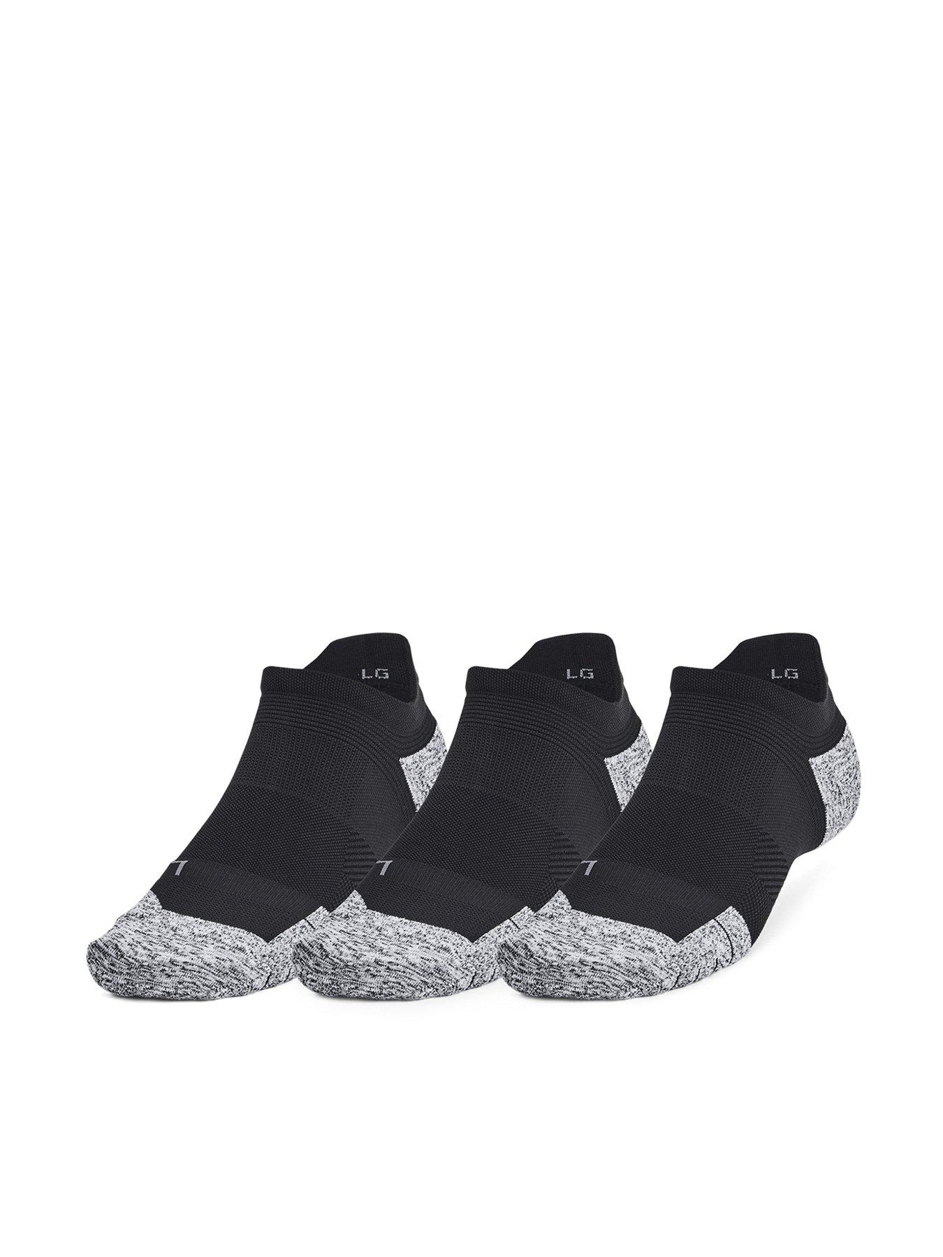Image 1 of 4 of UNDER ARMOUR Adults Unisex Running Cushion 3 Pack No Show Socks - Black