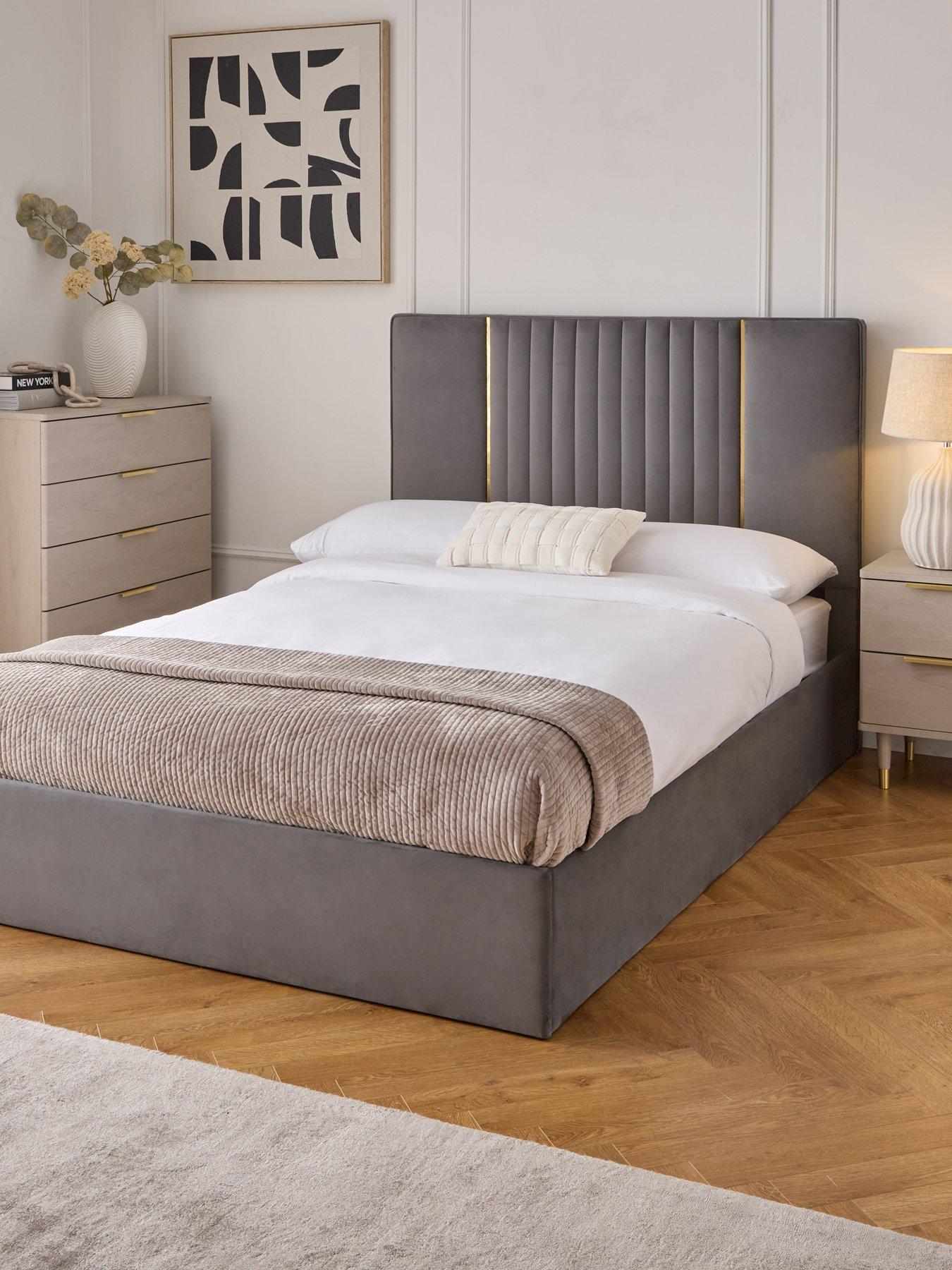 very-home-beaumont-bed-frame-with-mattress-options-buy-amp-savenbsp--grey