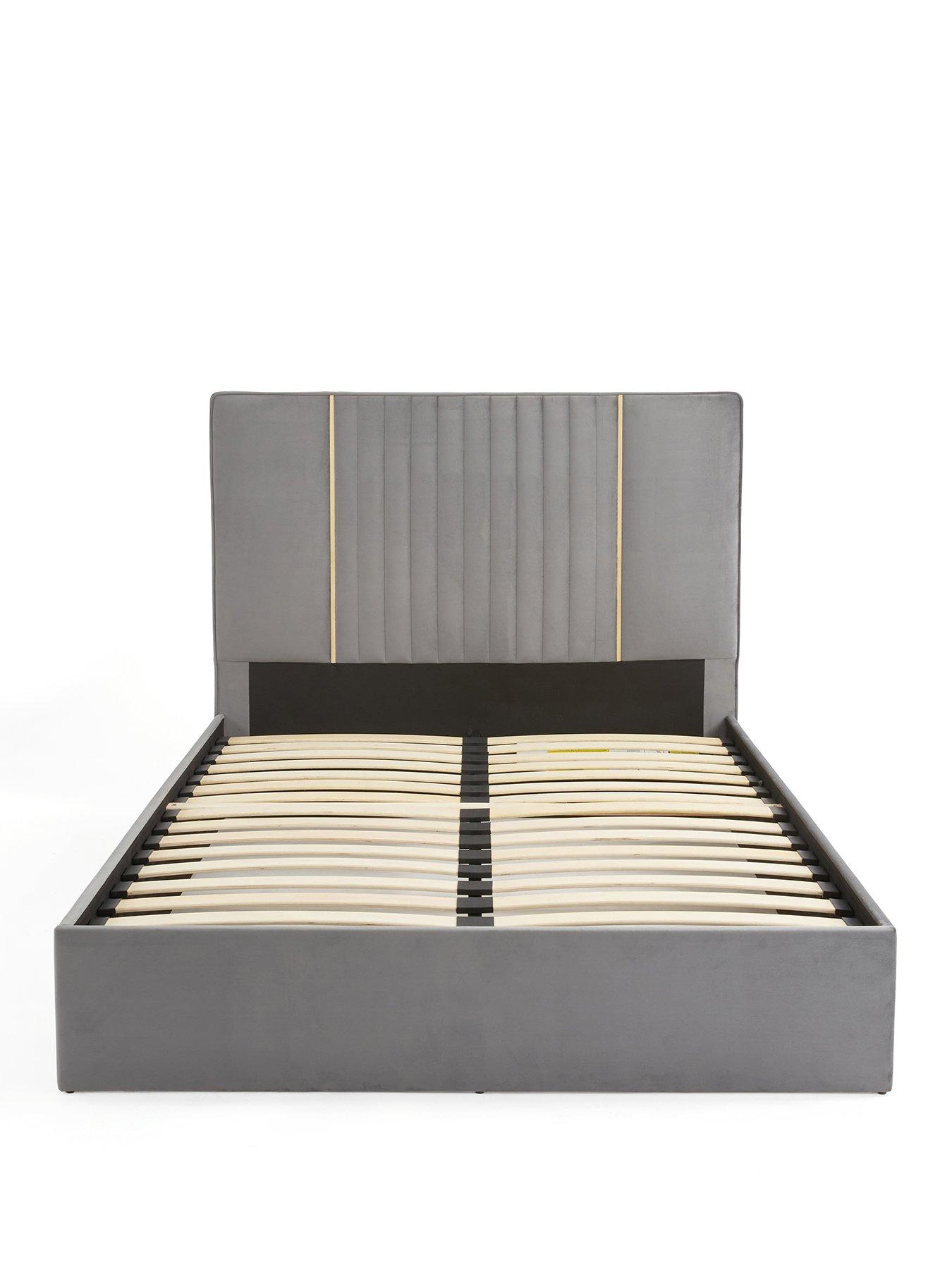 stillFront image of very-home-beaumont-bed-frame-with-mattress-options-buy-amp-savenbsp--grey