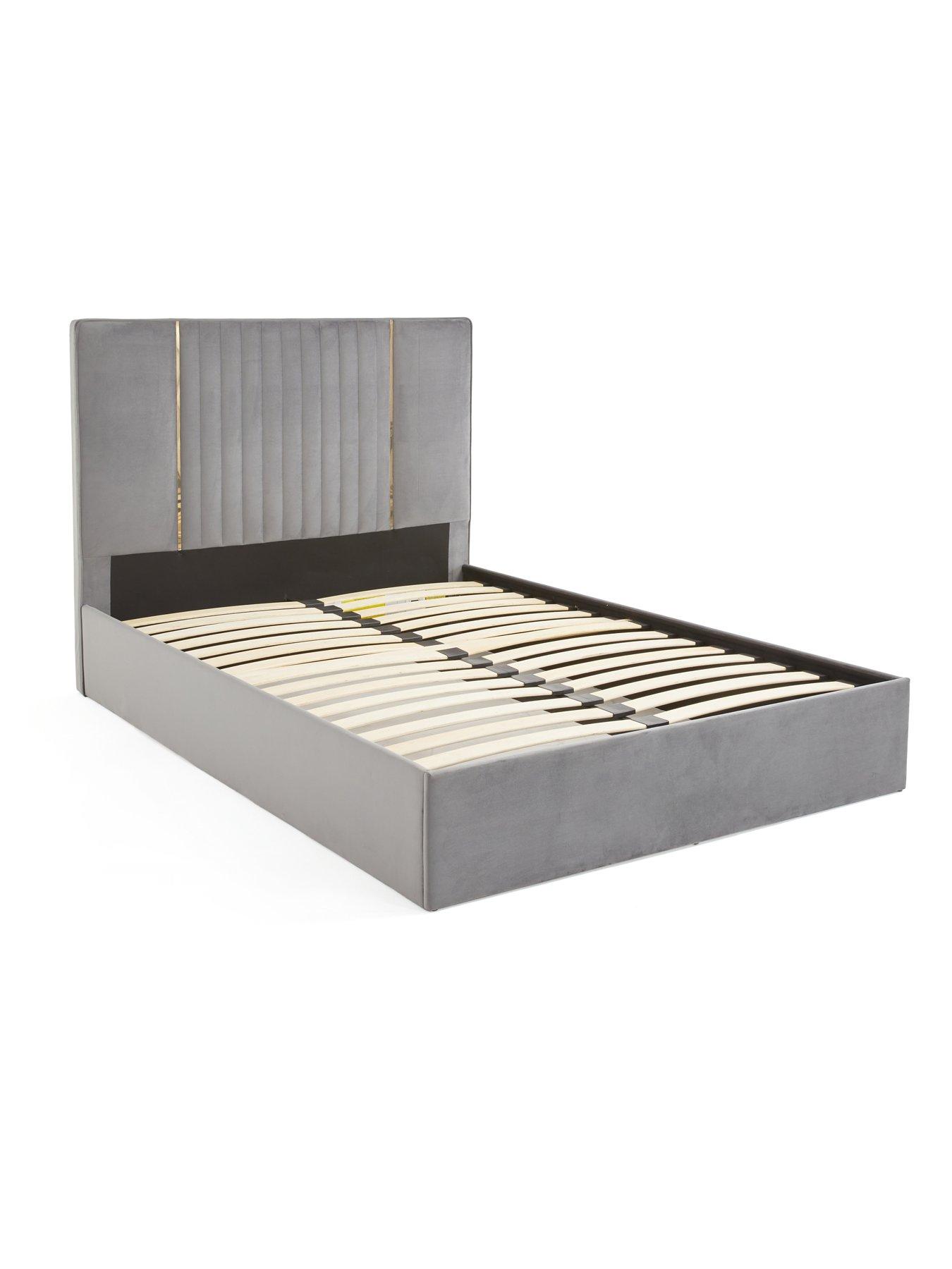  image of very-home-beaumont-bed-frame-with-mattress-options-buy-amp-savenbsp--grey