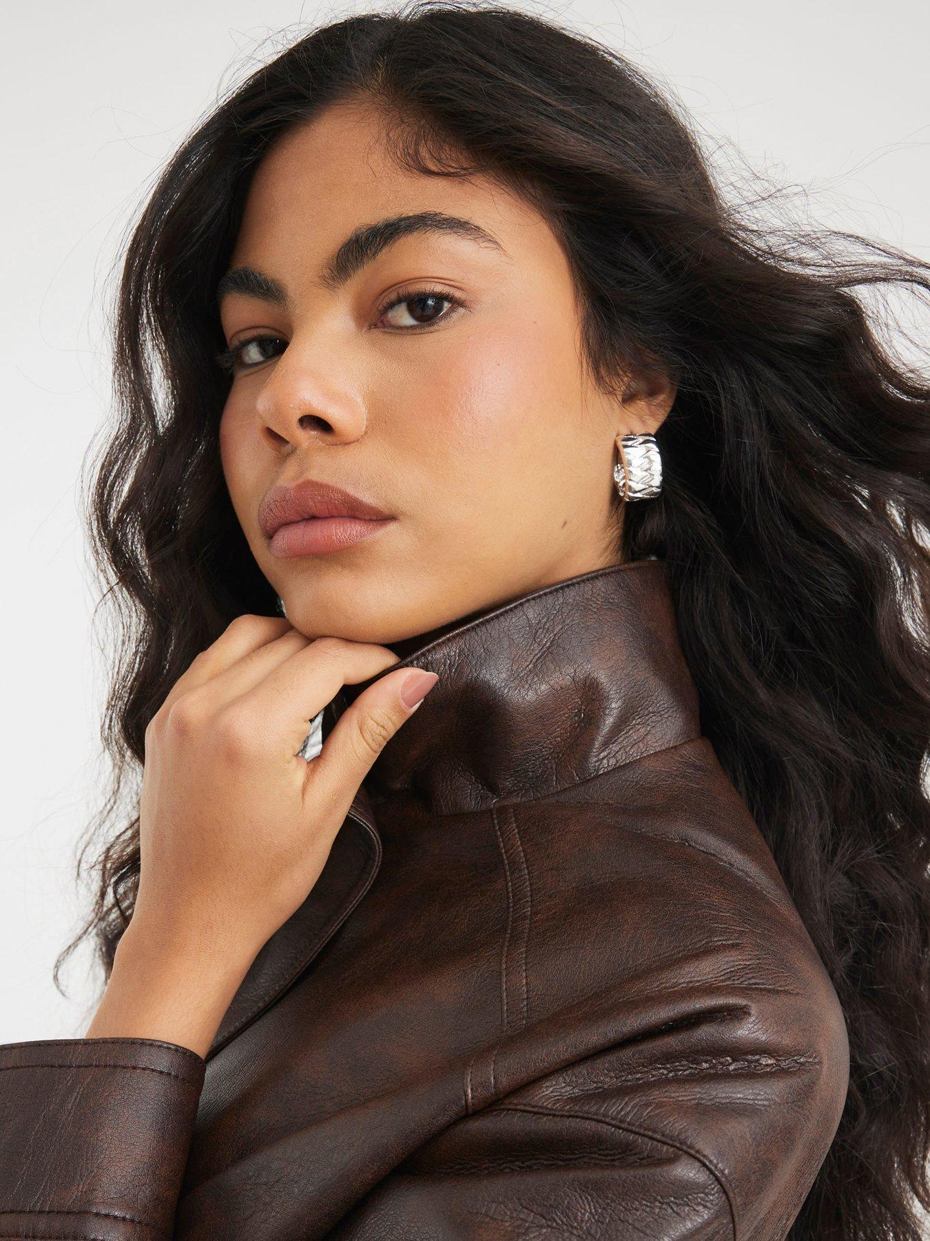 Image 5 of 6 of River Island Funnel Neck Ultimate Bomber Jacket - Brown