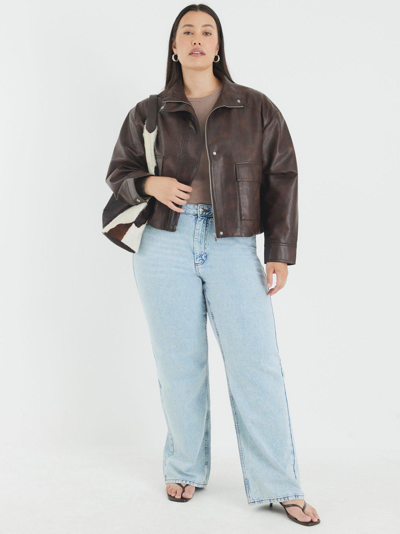 Image 6 of 6 of River Island Funnel Neck Ultimate Bomber Jacket - Brown