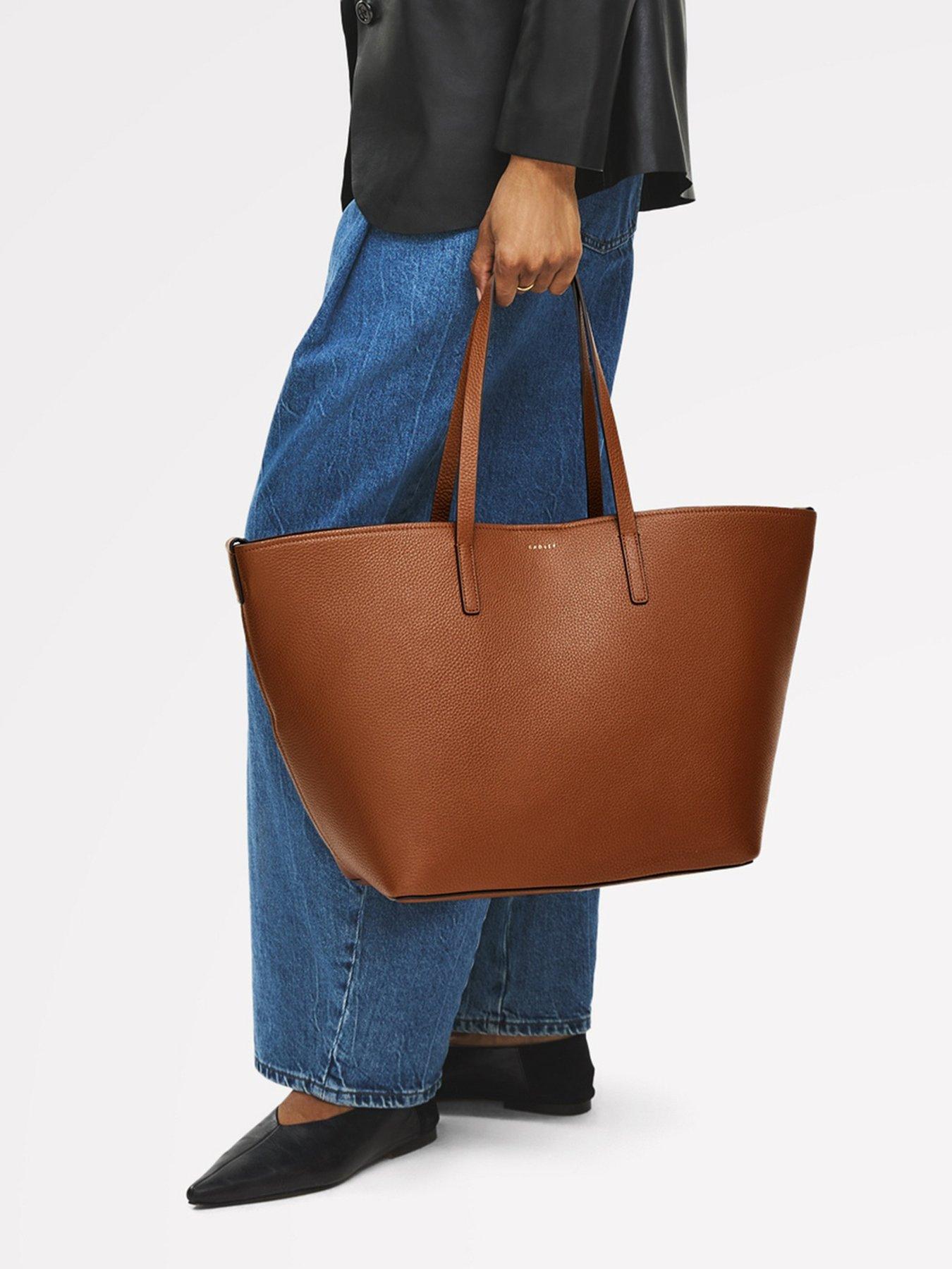  image of radley-dukes-place-large-leather-open-top-tote-bag-brown