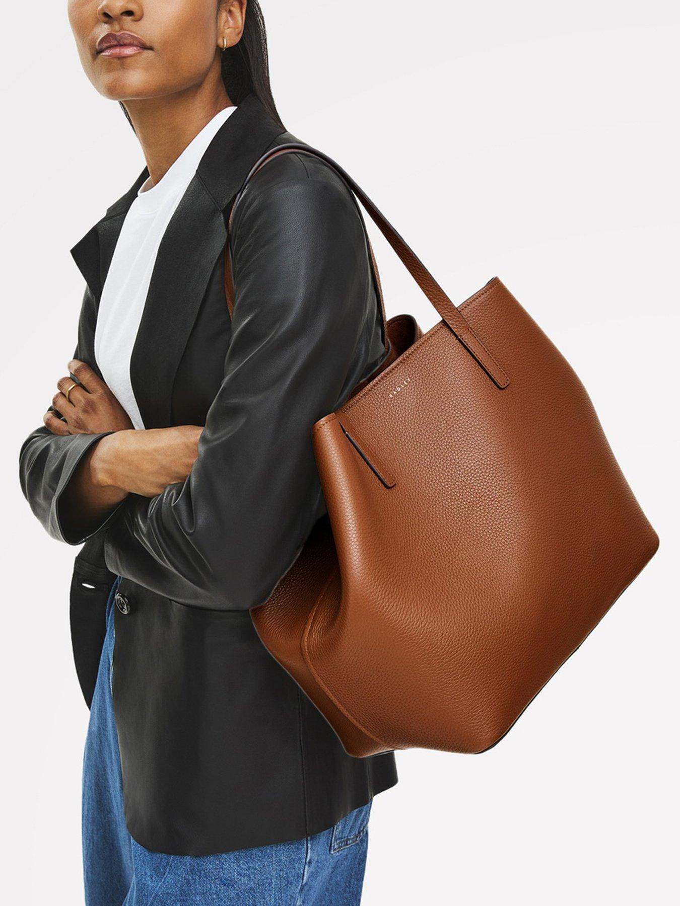  image of radley-dukes-place-large-leather-open-top-tote-bag-brown