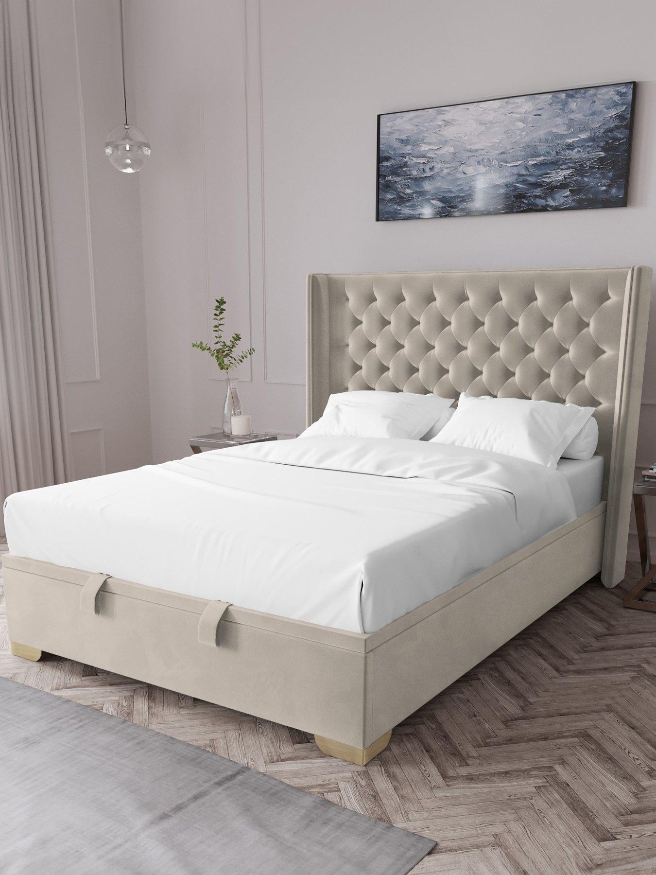 Very Home Franklin Velvet Lift Up Double Bed + Memory Mattress