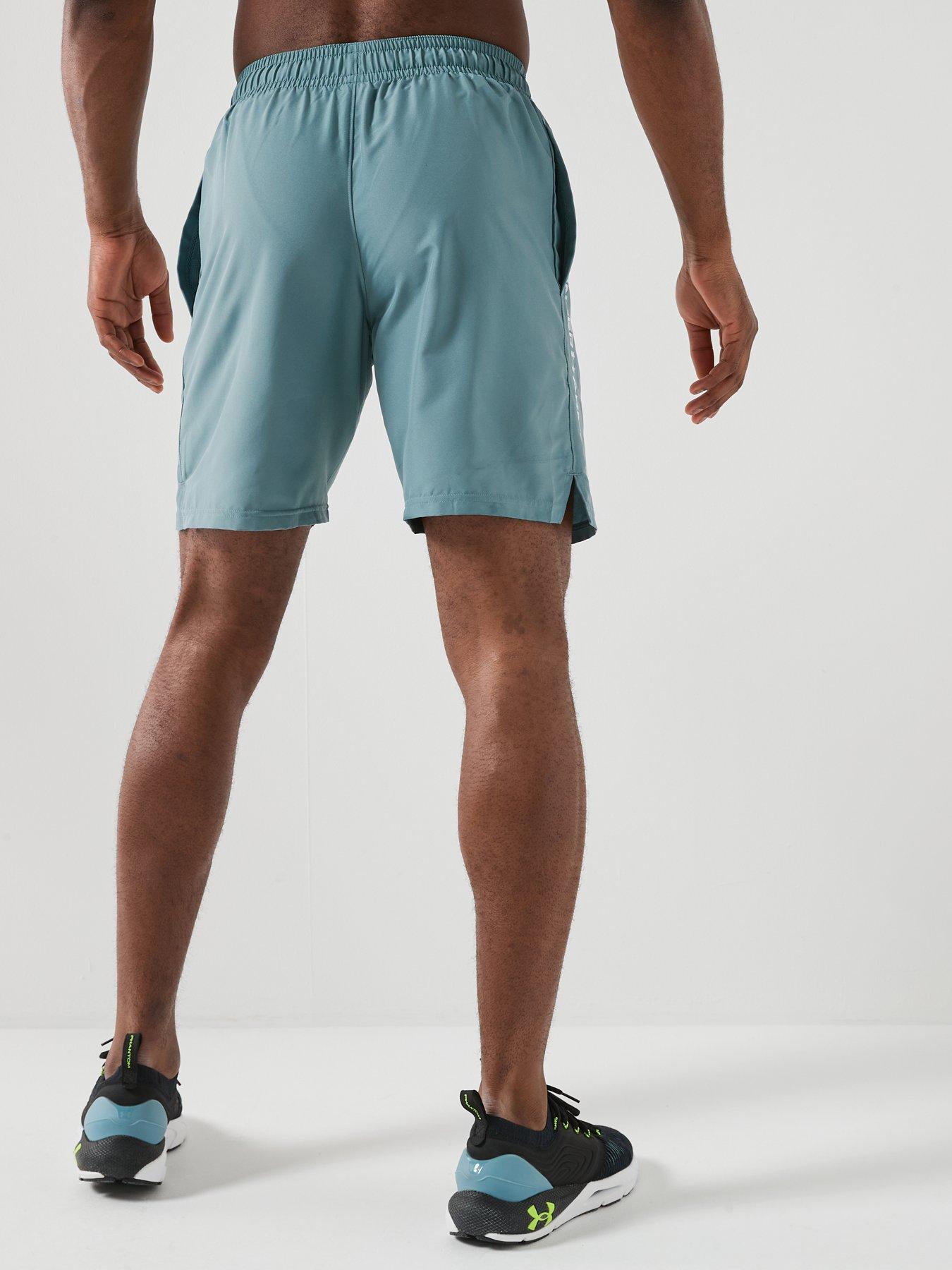  image of under-armour-mens-training-tech-woven-wordmark-shorts-green