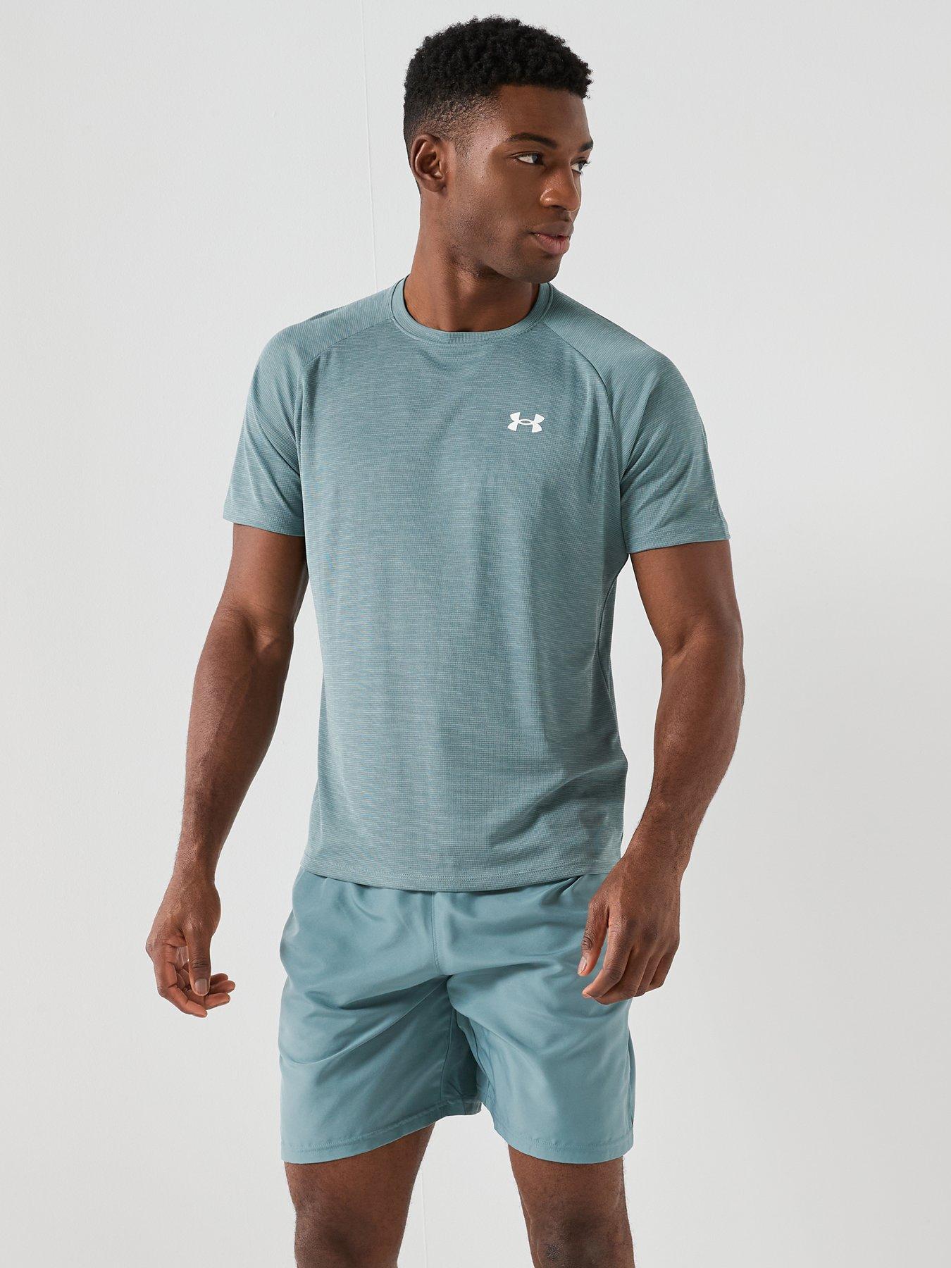  image of under-armour-mens-training-tech-woven-wordmark-shorts-green