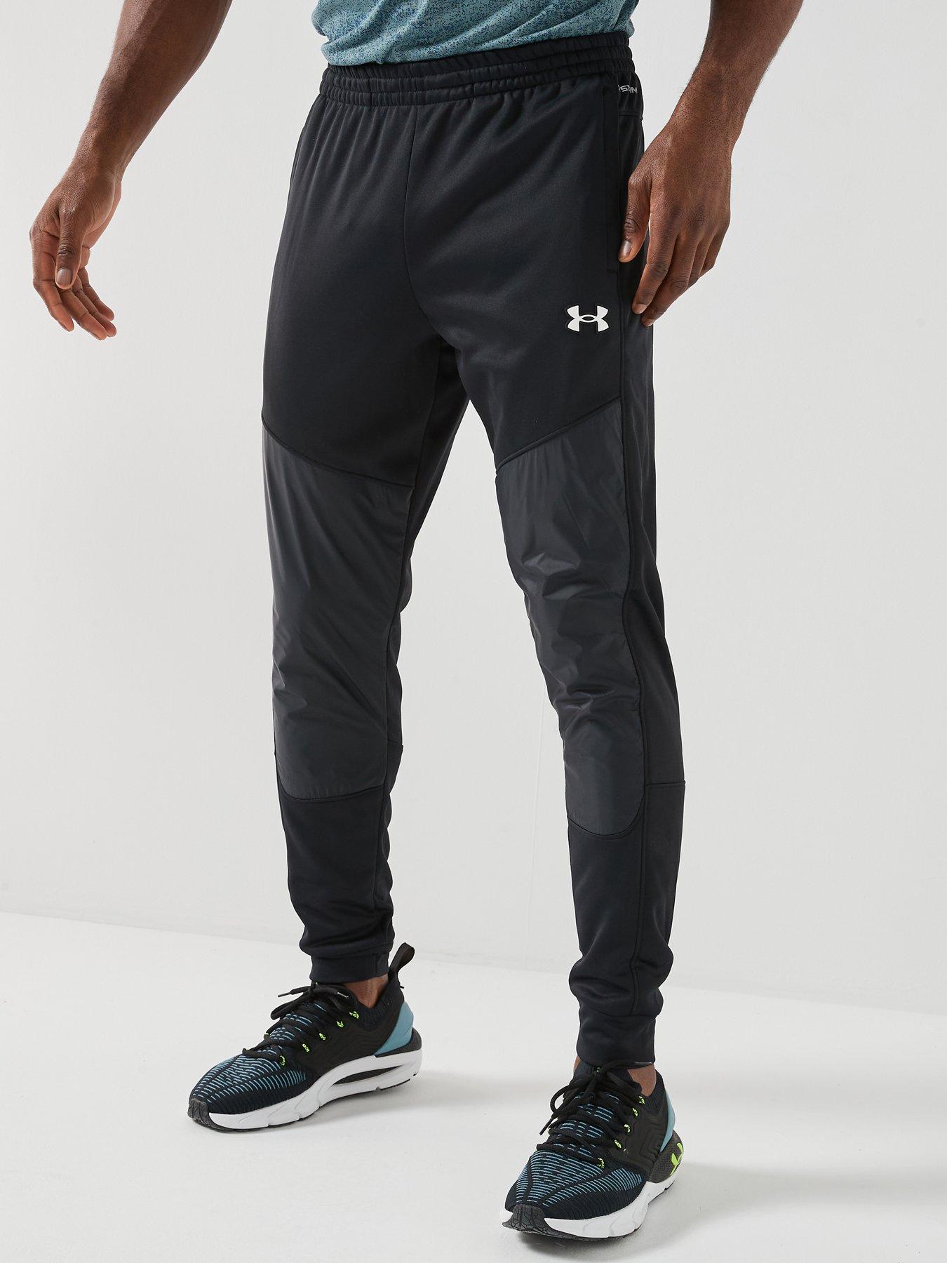 front image of under-armour-mens-training-armour-fleece-pro-utility-pants-blackwhite