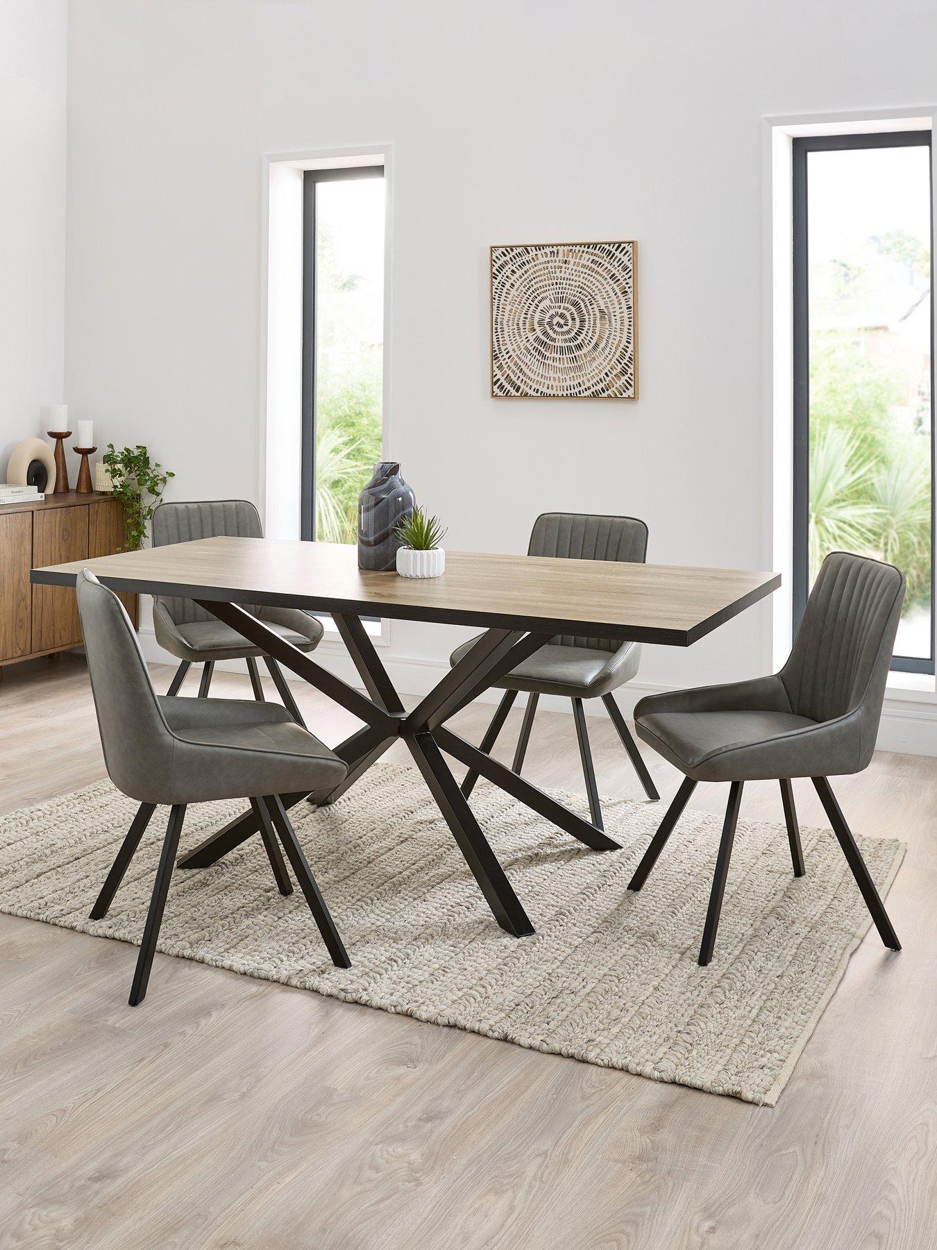  image of very-home-oslo-180cm-rectangular-dining-table-amp-4-marlow-faux-leather-chairs-fscreg-certified